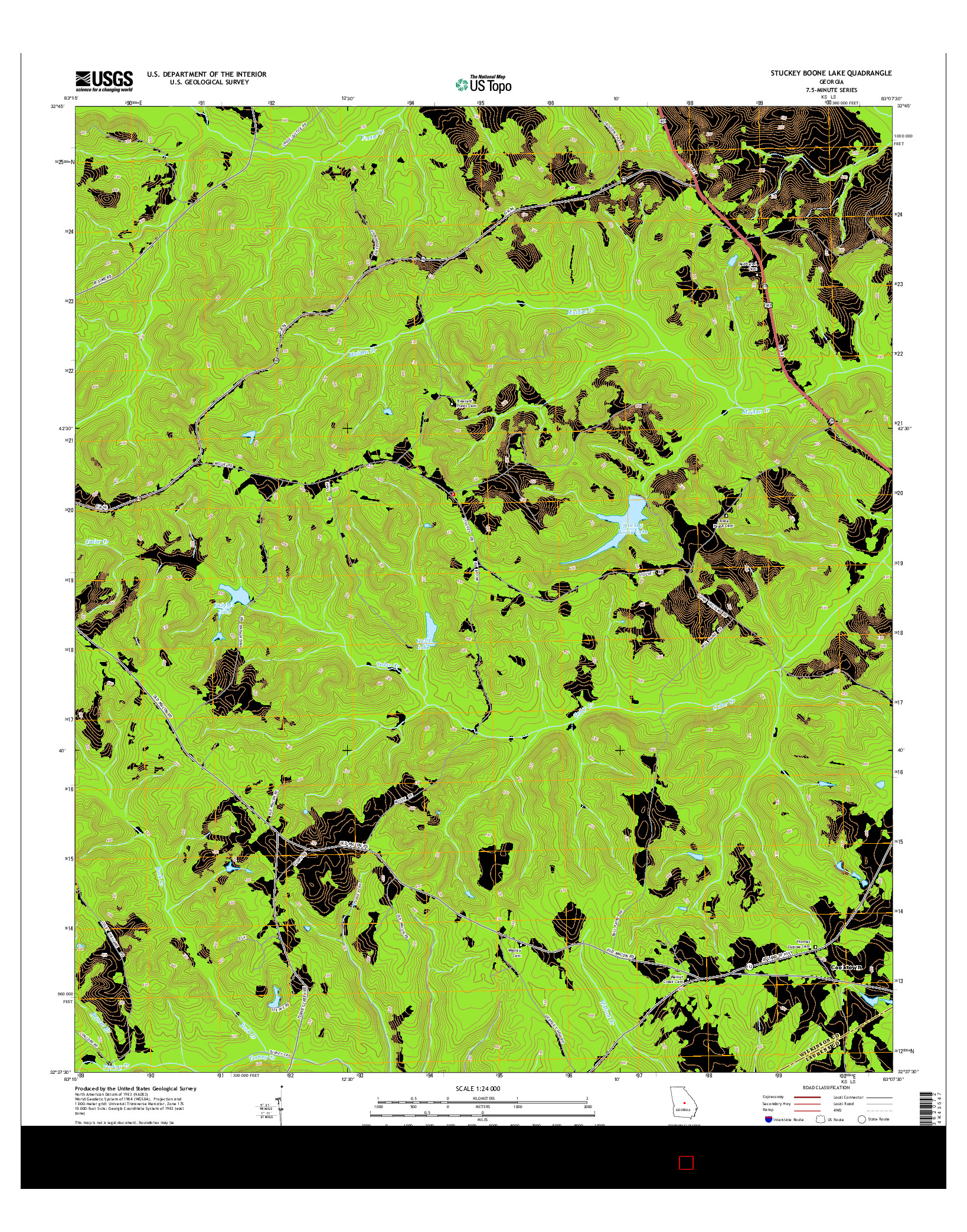 USGS US TOPO 7.5-MINUTE MAP FOR STUCKEY BOONE LAKE, GA 2014