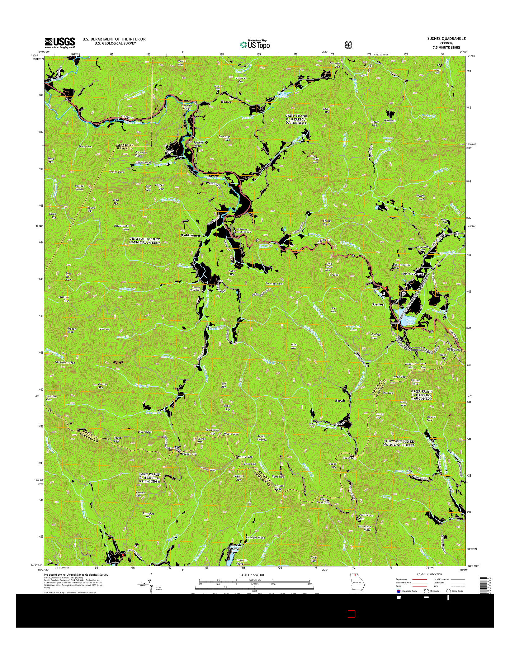 USGS US TOPO 7.5-MINUTE MAP FOR SUCHES, GA 2014