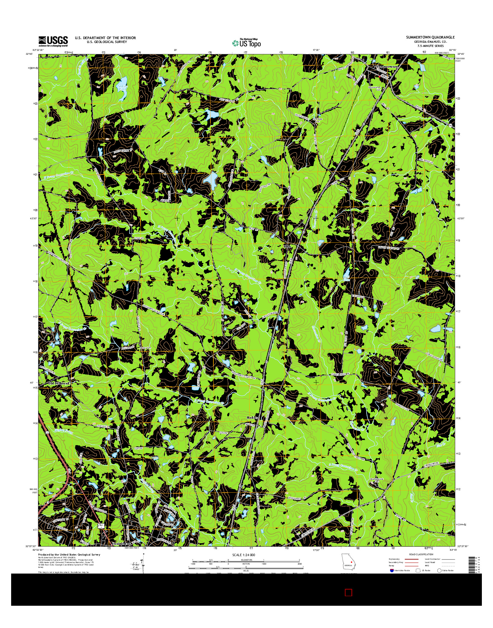 USGS US TOPO 7.5-MINUTE MAP FOR SUMMERTOWN, GA 2014