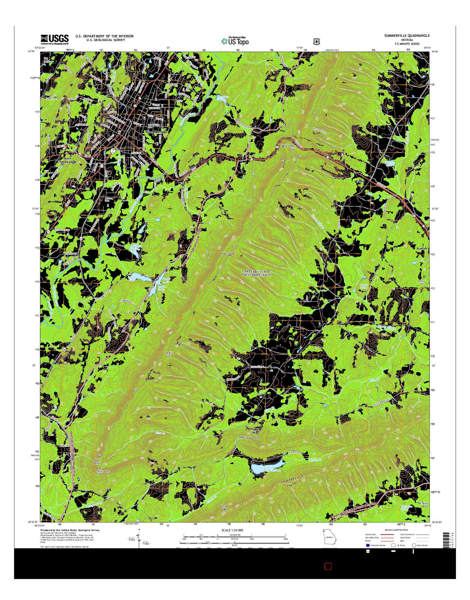 USGS US TOPO 7.5-MINUTE MAP FOR SUMMERVILLE, GA 2014