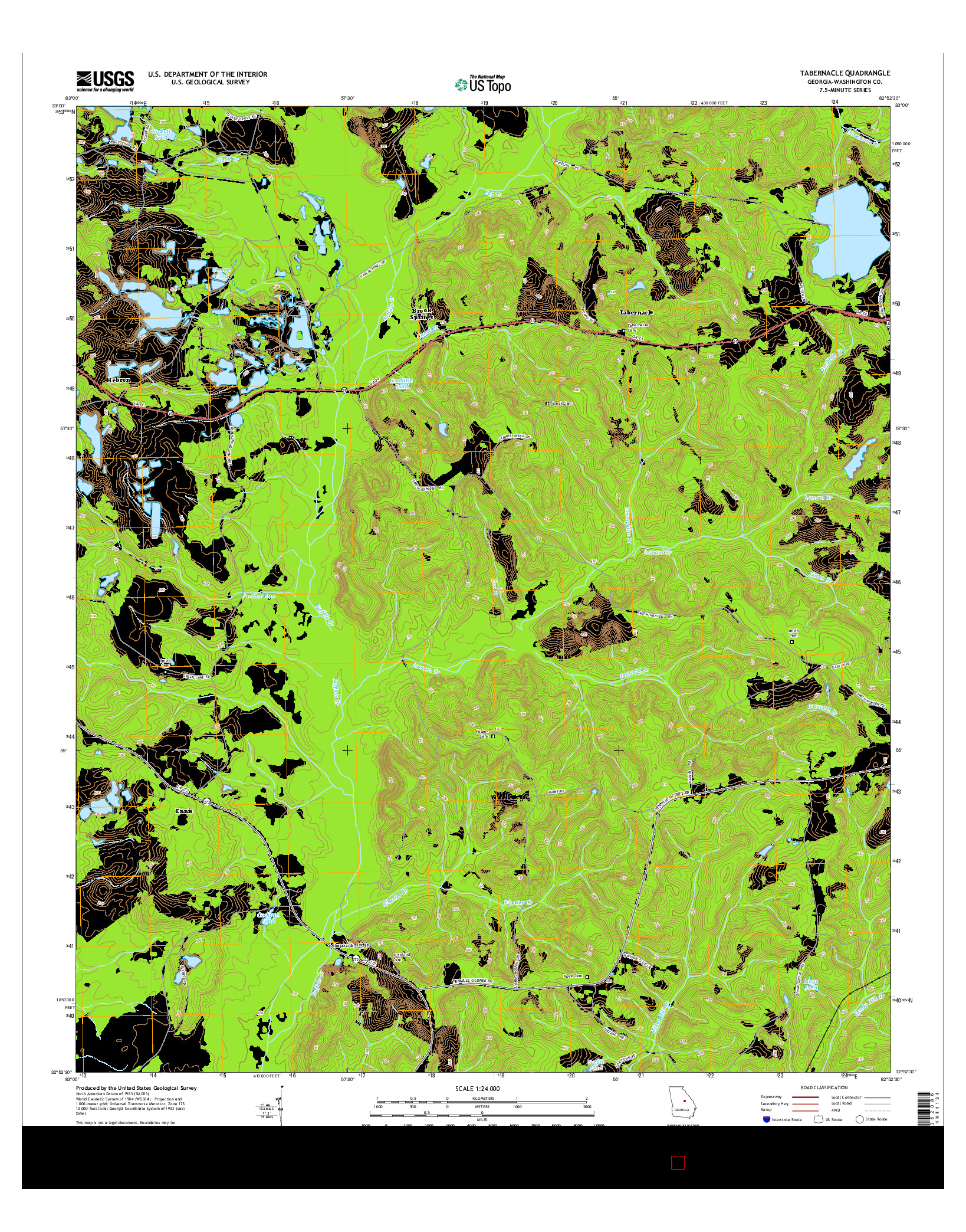 USGS US TOPO 7.5-MINUTE MAP FOR TABERNACLE, GA 2014