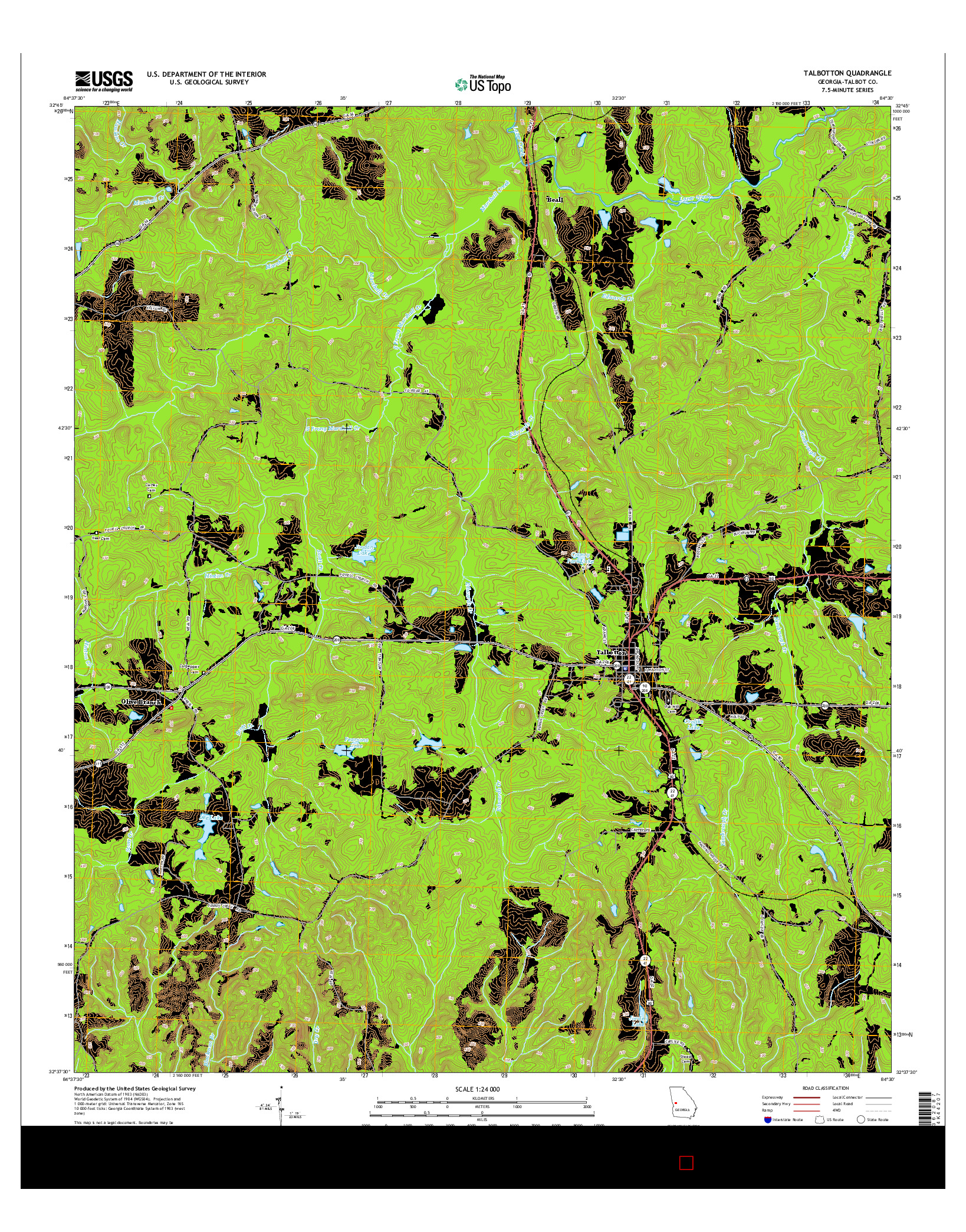 USGS US TOPO 7.5-MINUTE MAP FOR TALBOTTON, GA 2014