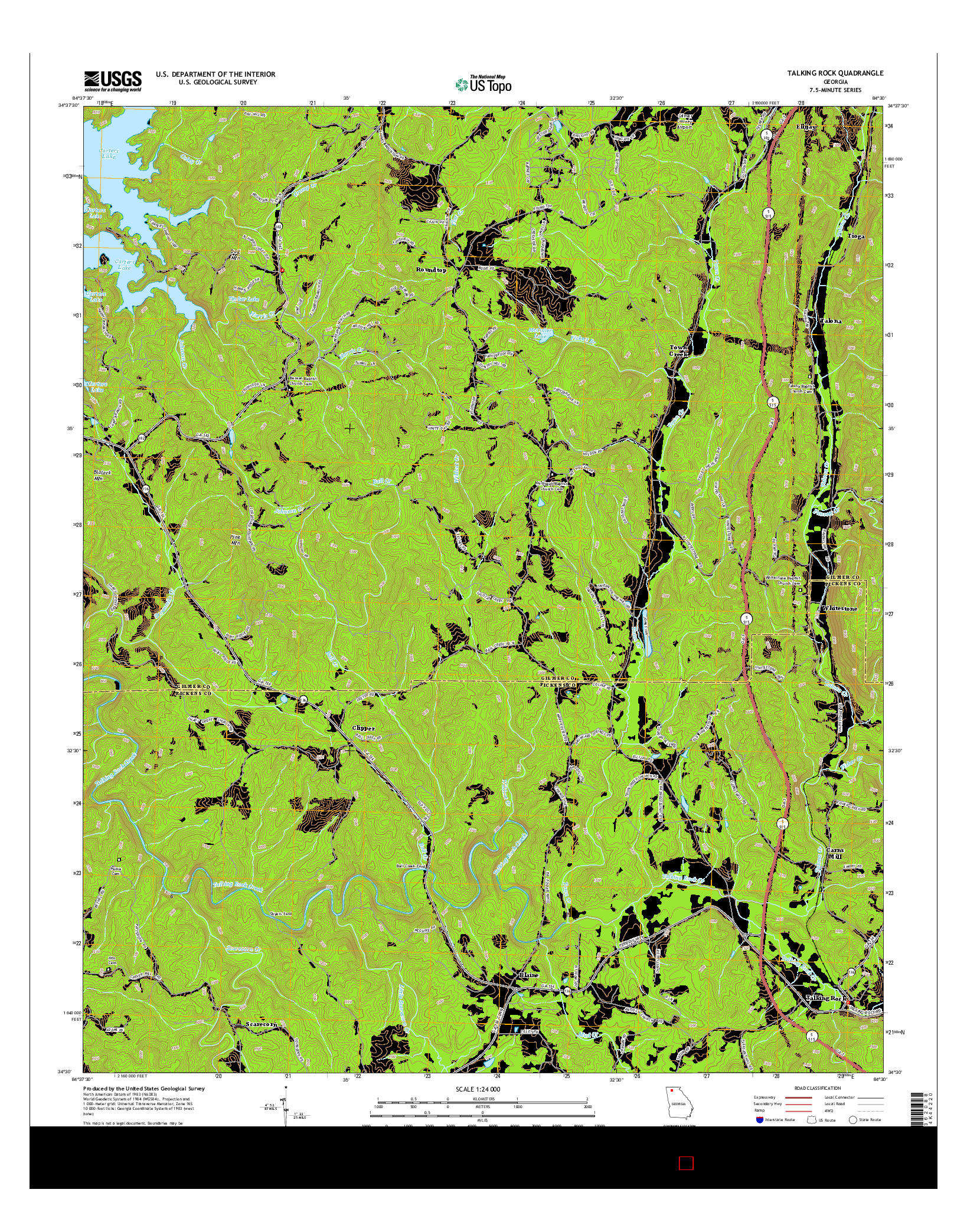USGS US TOPO 7.5-MINUTE MAP FOR TALKING ROCK, GA 2014