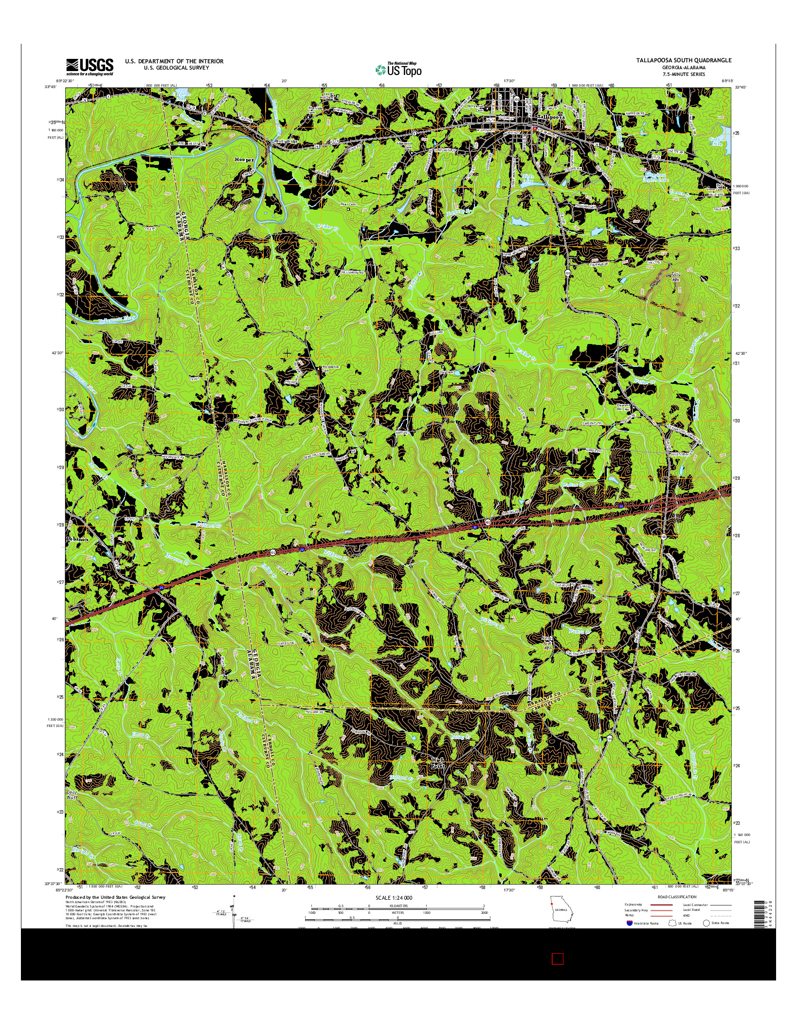 USGS US TOPO 7.5-MINUTE MAP FOR TALLAPOOSA SOUTH, GA-AL 2014