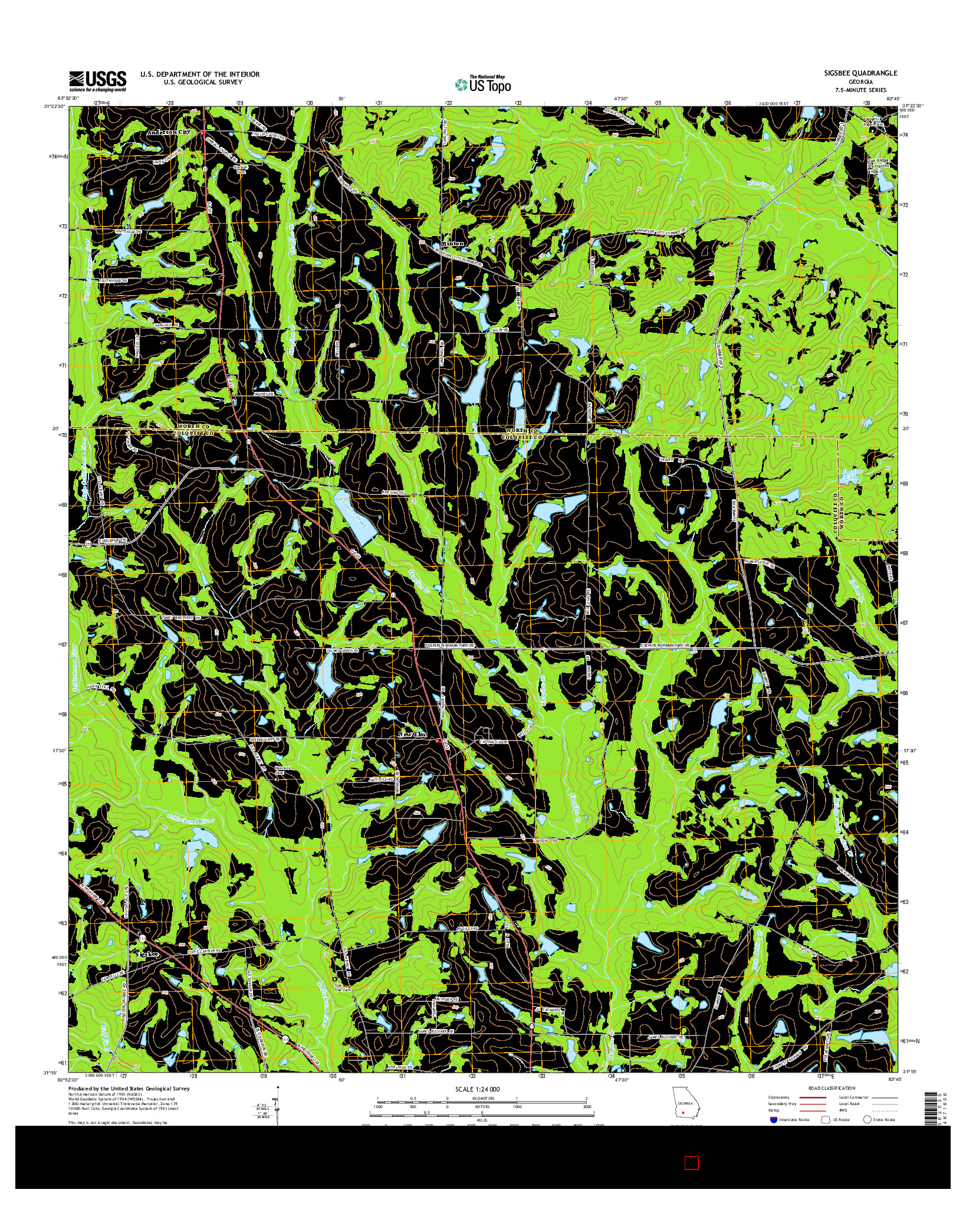 USGS US TOPO 7.5-MINUTE MAP FOR SIGSBEE, GA 2014