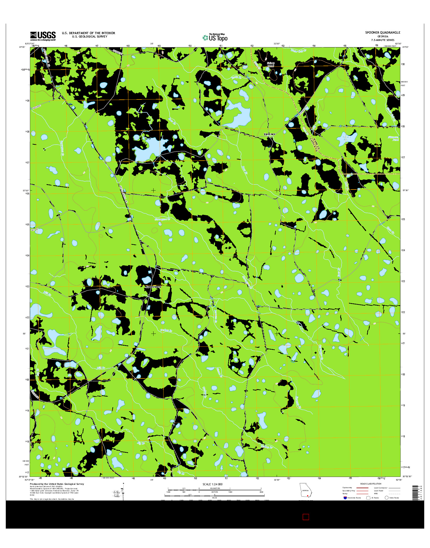 USGS US TOPO 7.5-MINUTE MAP FOR SPOONER, GA 2014