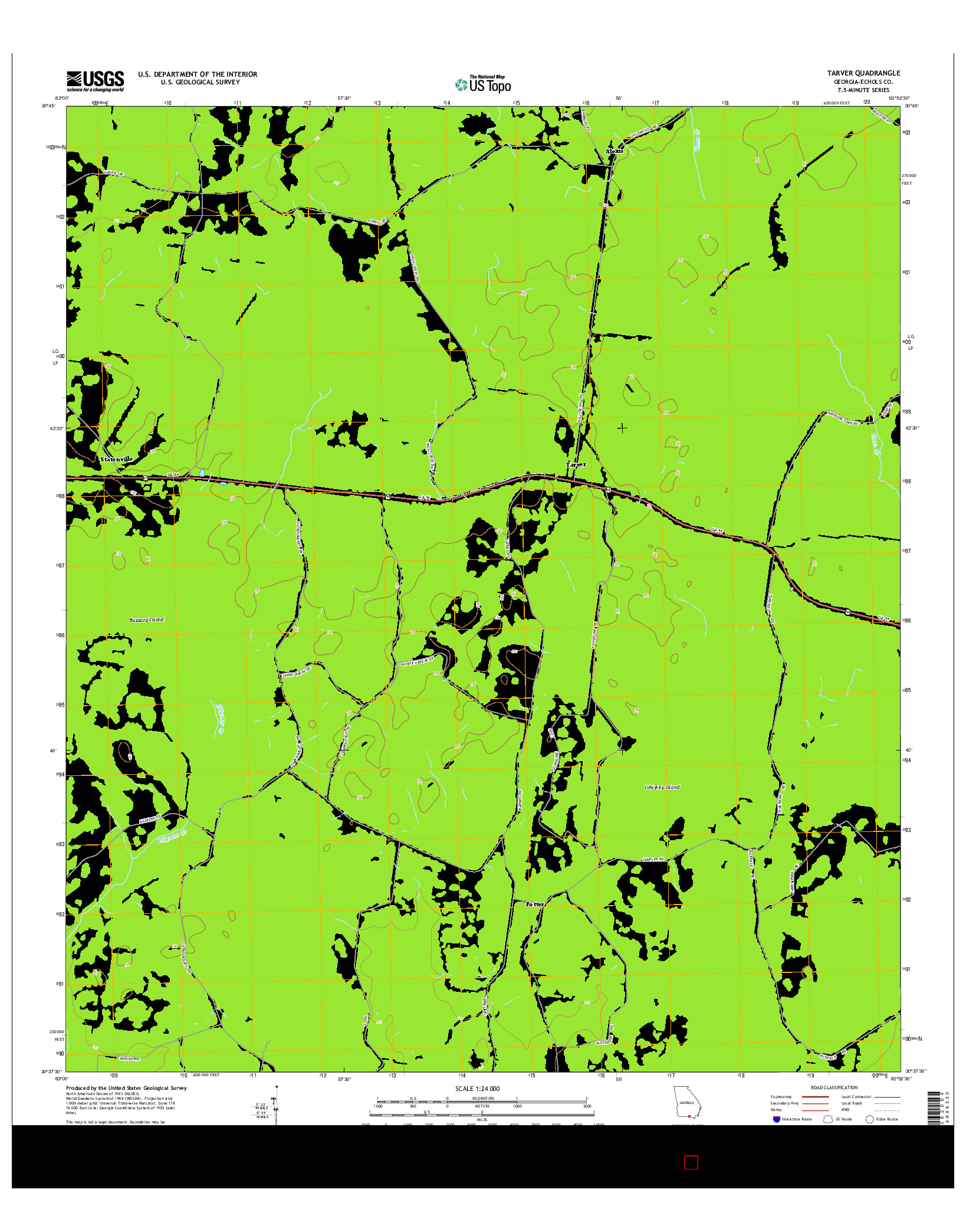 USGS US TOPO 7.5-MINUTE MAP FOR TARVER, GA 2014