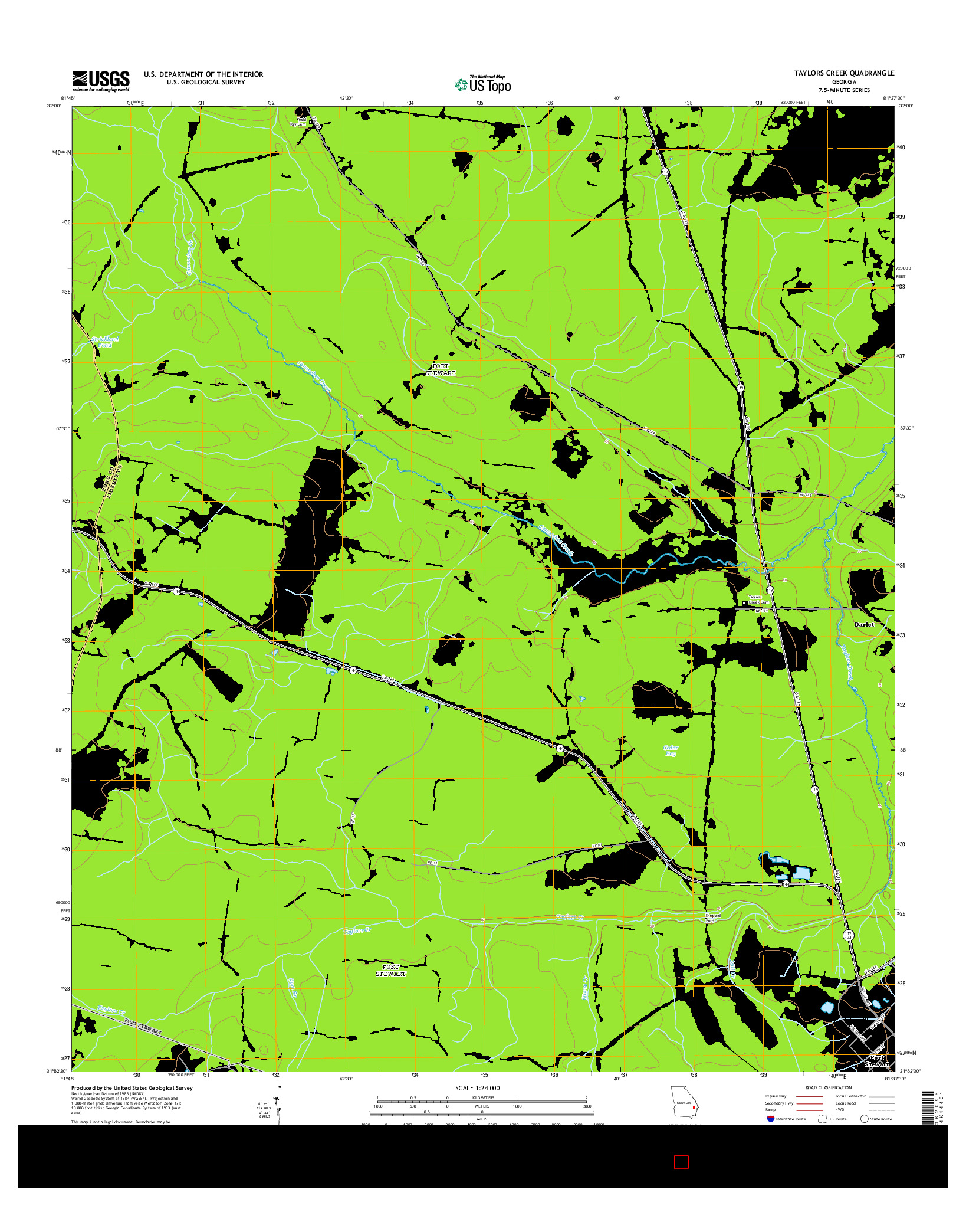 USGS US TOPO 7.5-MINUTE MAP FOR TAYLORS CREEK, GA 2014