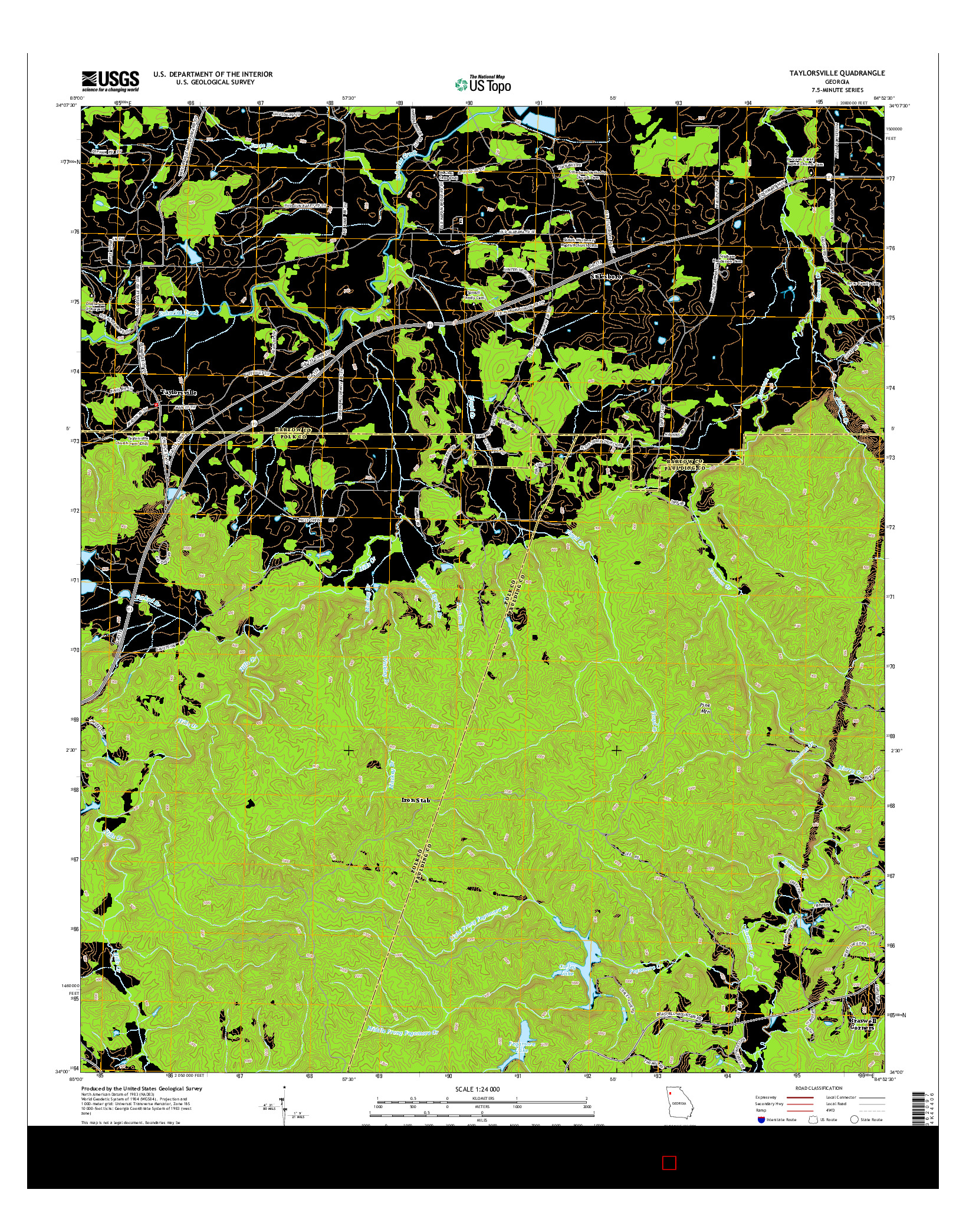 USGS US TOPO 7.5-MINUTE MAP FOR TAYLORSVILLE, GA 2014