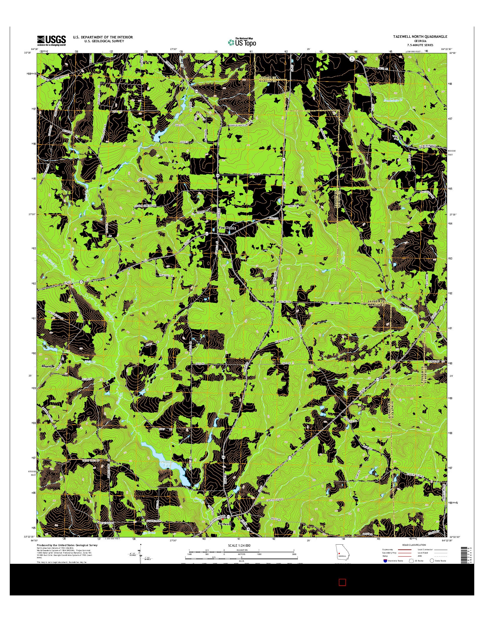 USGS US TOPO 7.5-MINUTE MAP FOR TAZEWELL NORTH, GA 2014