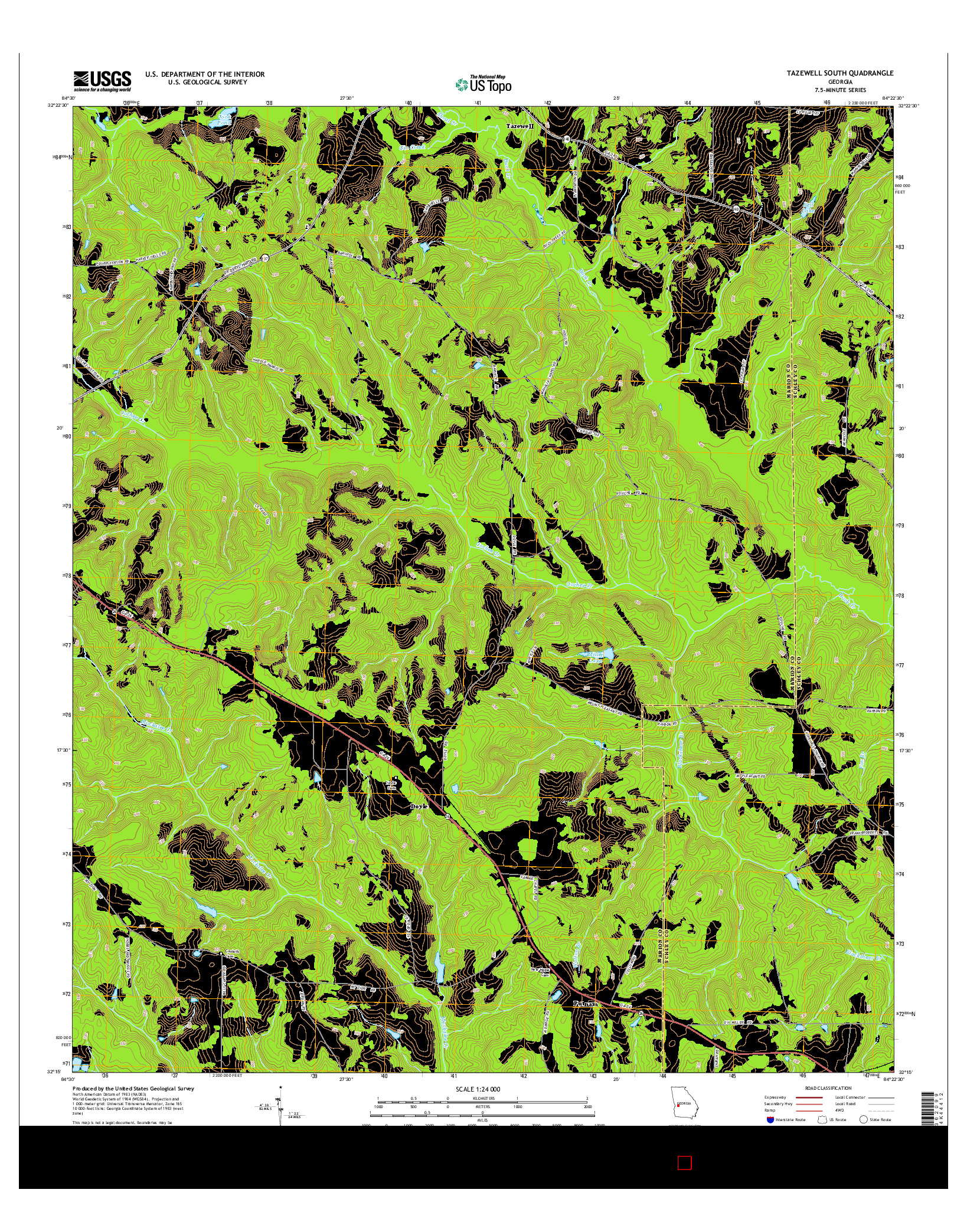 USGS US TOPO 7.5-MINUTE MAP FOR TAZEWELL SOUTH, GA 2014