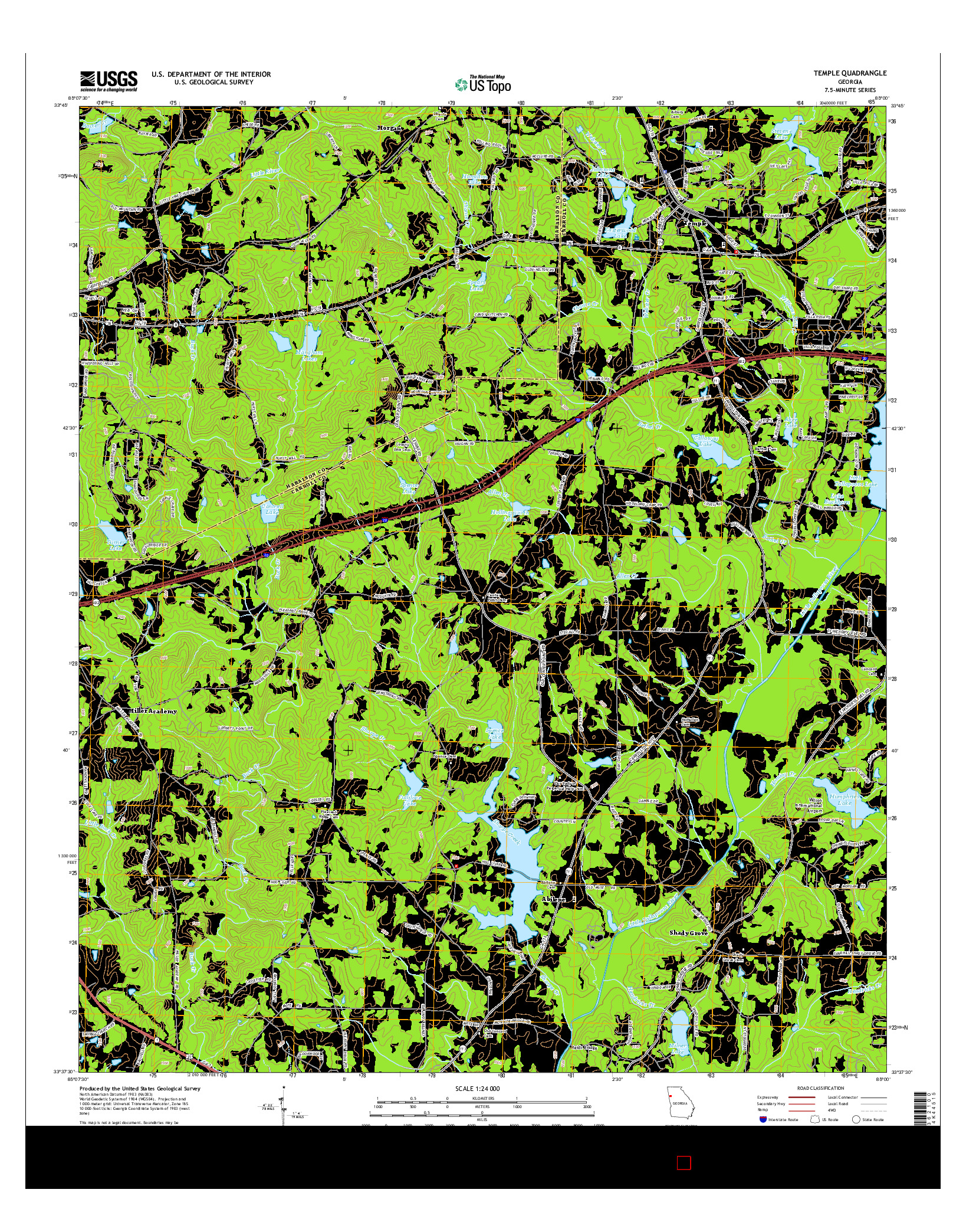 USGS US TOPO 7.5-MINUTE MAP FOR TEMPLE, GA 2014