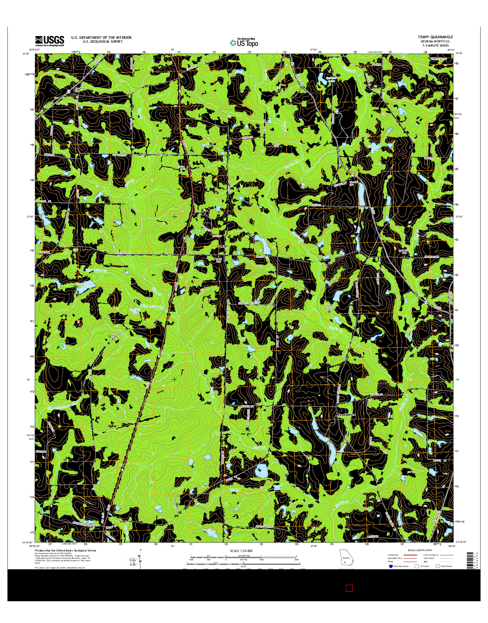 USGS US TOPO 7.5-MINUTE MAP FOR TEMPY, GA 2014