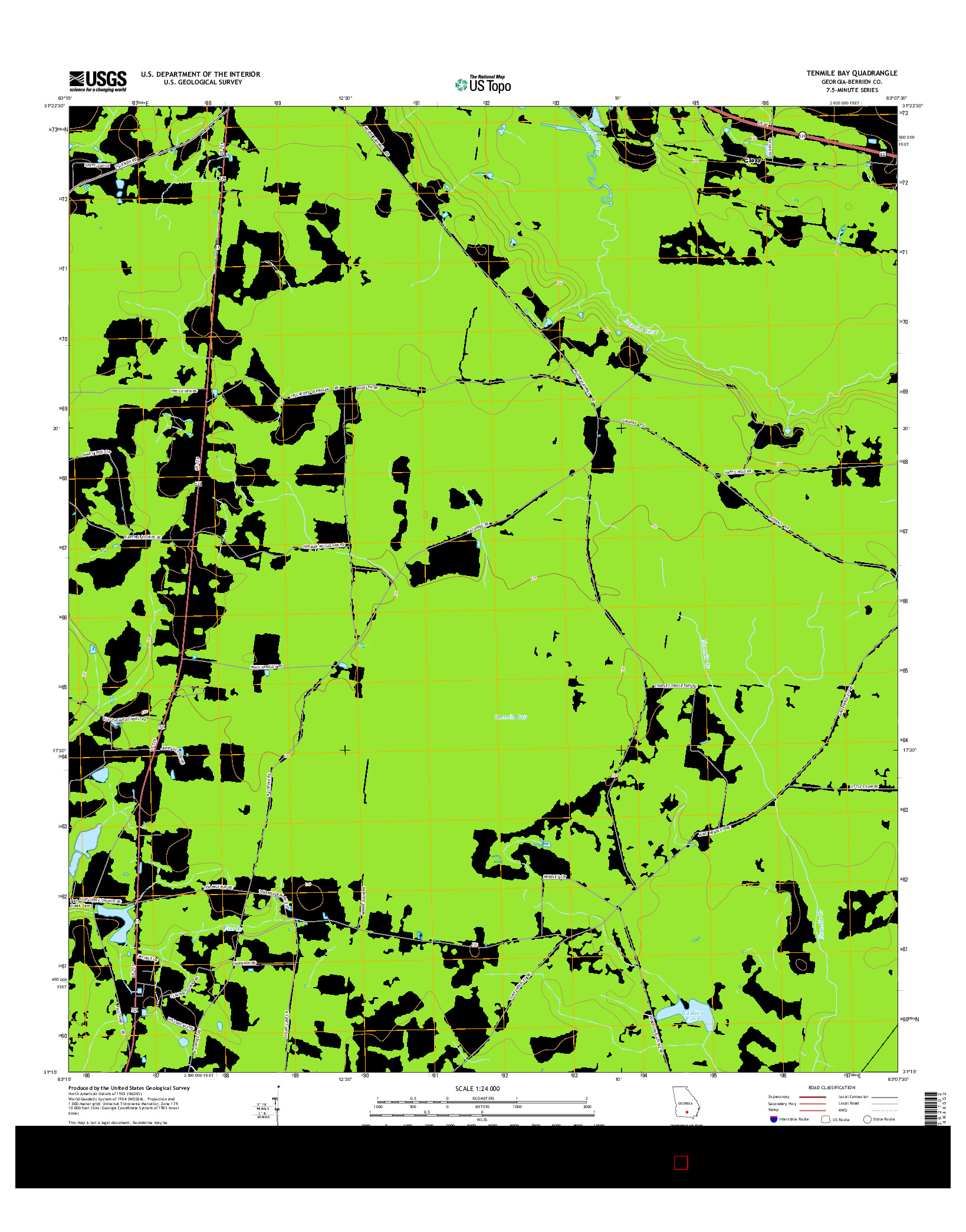 USGS US TOPO 7.5-MINUTE MAP FOR TENMILE BAY, GA 2014