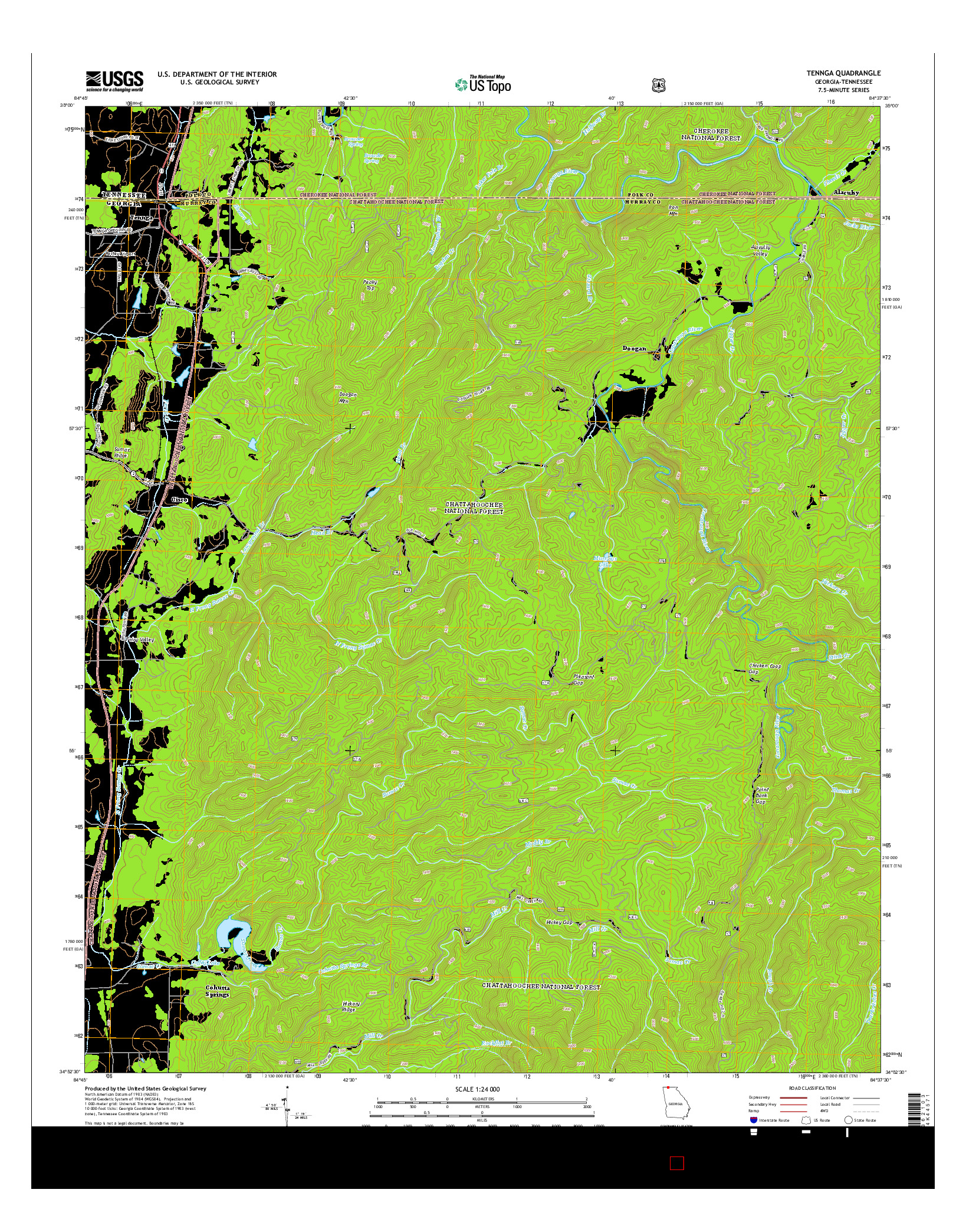 USGS US TOPO 7.5-MINUTE MAP FOR TENNGA, GA-TN 2014