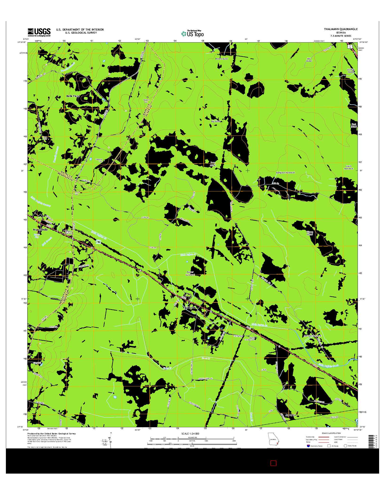 USGS US TOPO 7.5-MINUTE MAP FOR THALMANN, GA 2014