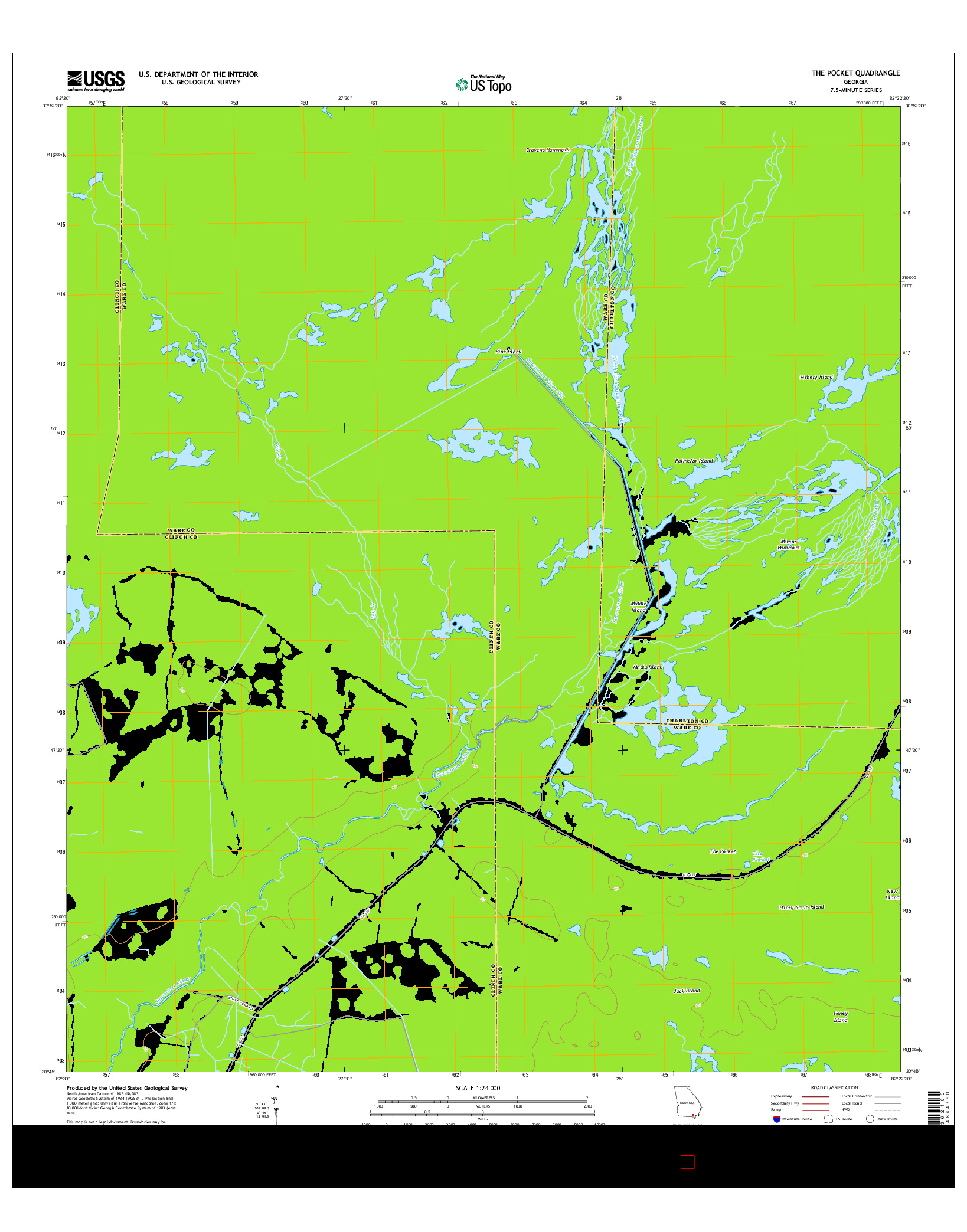 USGS US TOPO 7.5-MINUTE MAP FOR THE POCKET, GA 2014