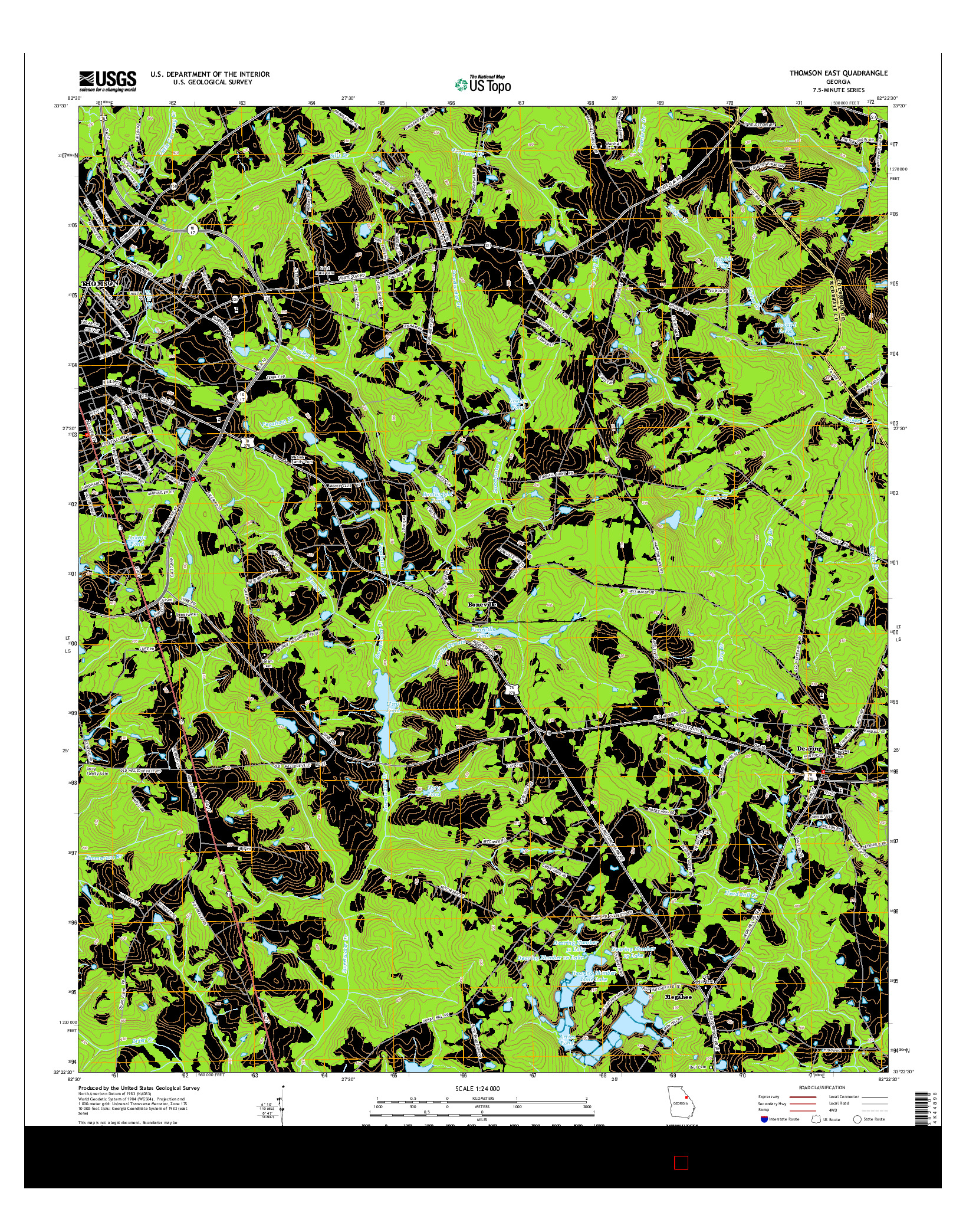 USGS US TOPO 7.5-MINUTE MAP FOR THOMSON EAST, GA 2014