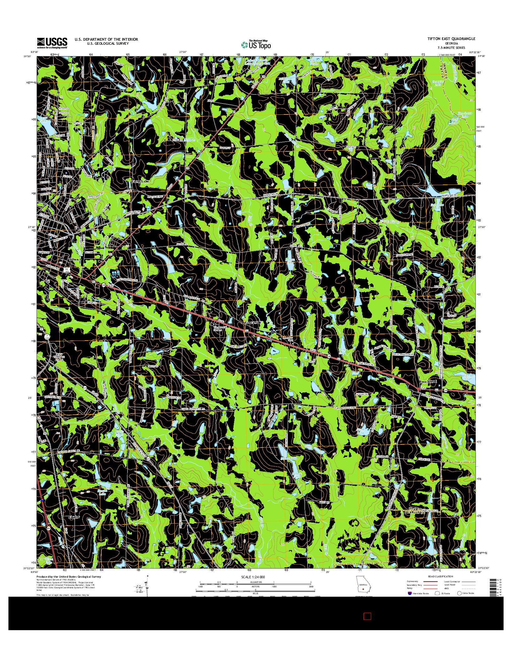 USGS US TOPO 7.5-MINUTE MAP FOR TIFTON EAST, GA 2014