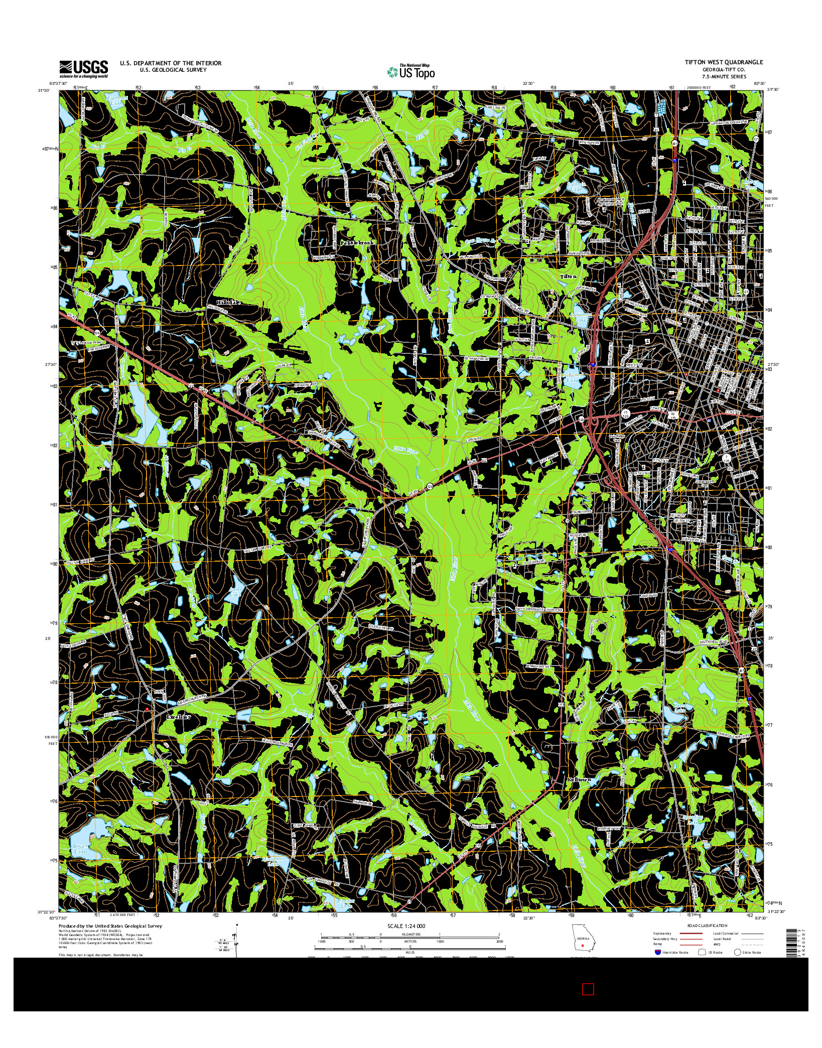 USGS US TOPO 7.5-MINUTE MAP FOR TIFTON WEST, GA 2014