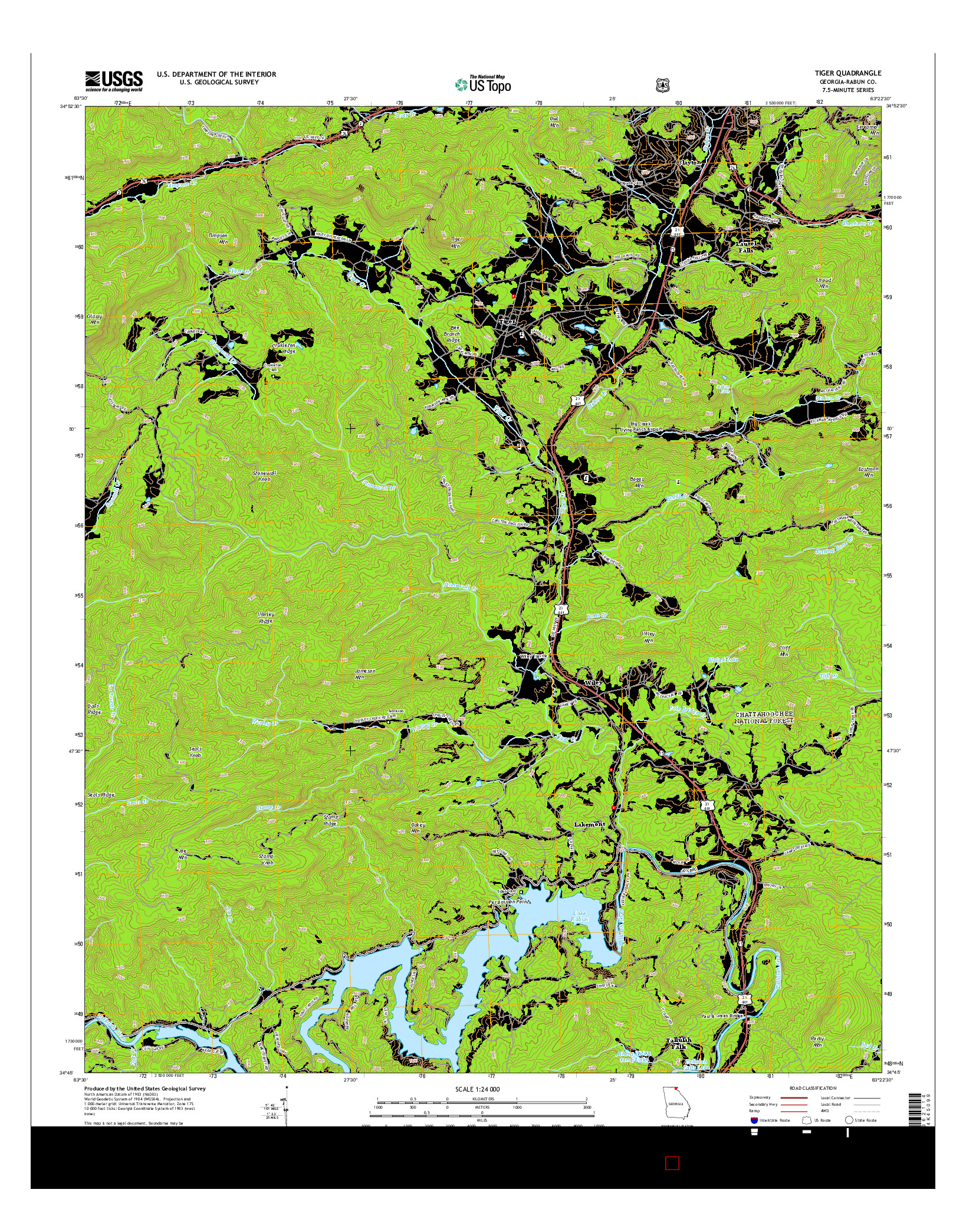 USGS US TOPO 7.5-MINUTE MAP FOR TIGER, GA 2014