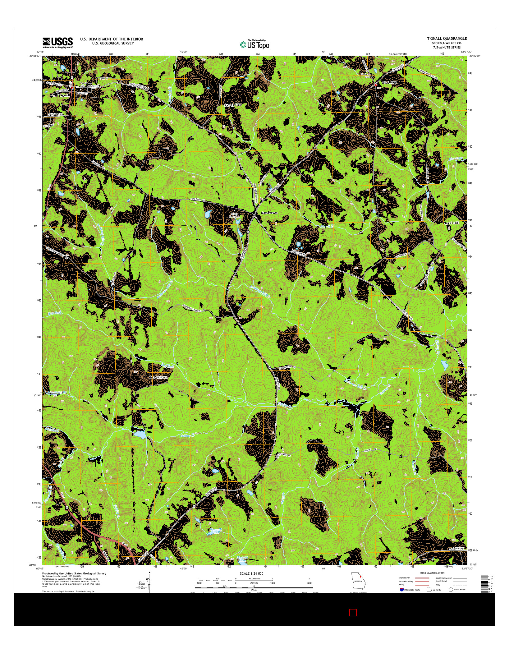 USGS US TOPO 7.5-MINUTE MAP FOR TIGNALL, GA 2014
