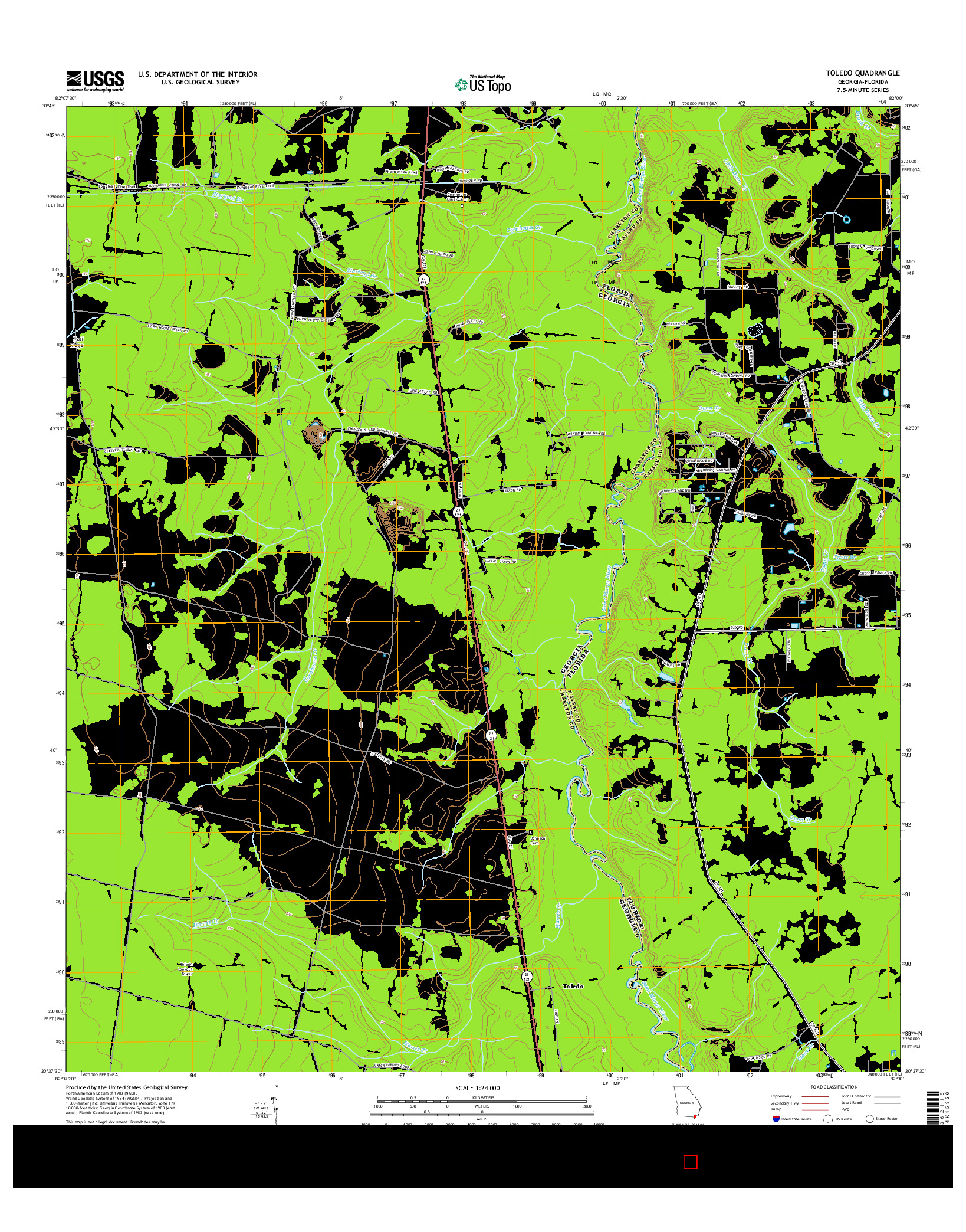 USGS US TOPO 7.5-MINUTE MAP FOR TOLEDO, GA-FL 2014
