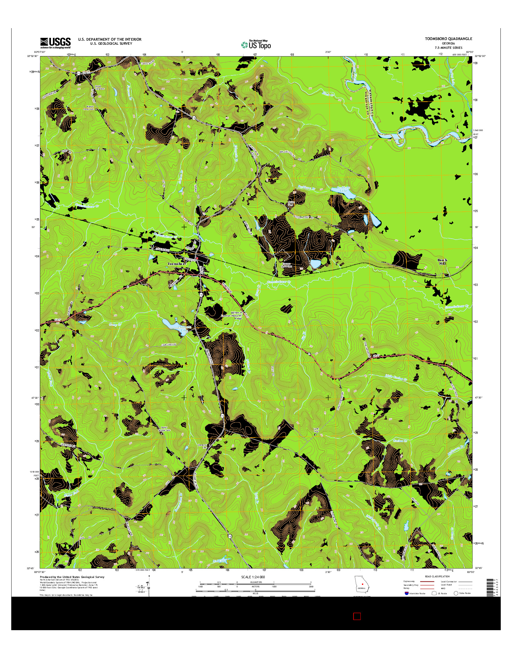 USGS US TOPO 7.5-MINUTE MAP FOR TOOMSBORO, GA 2014