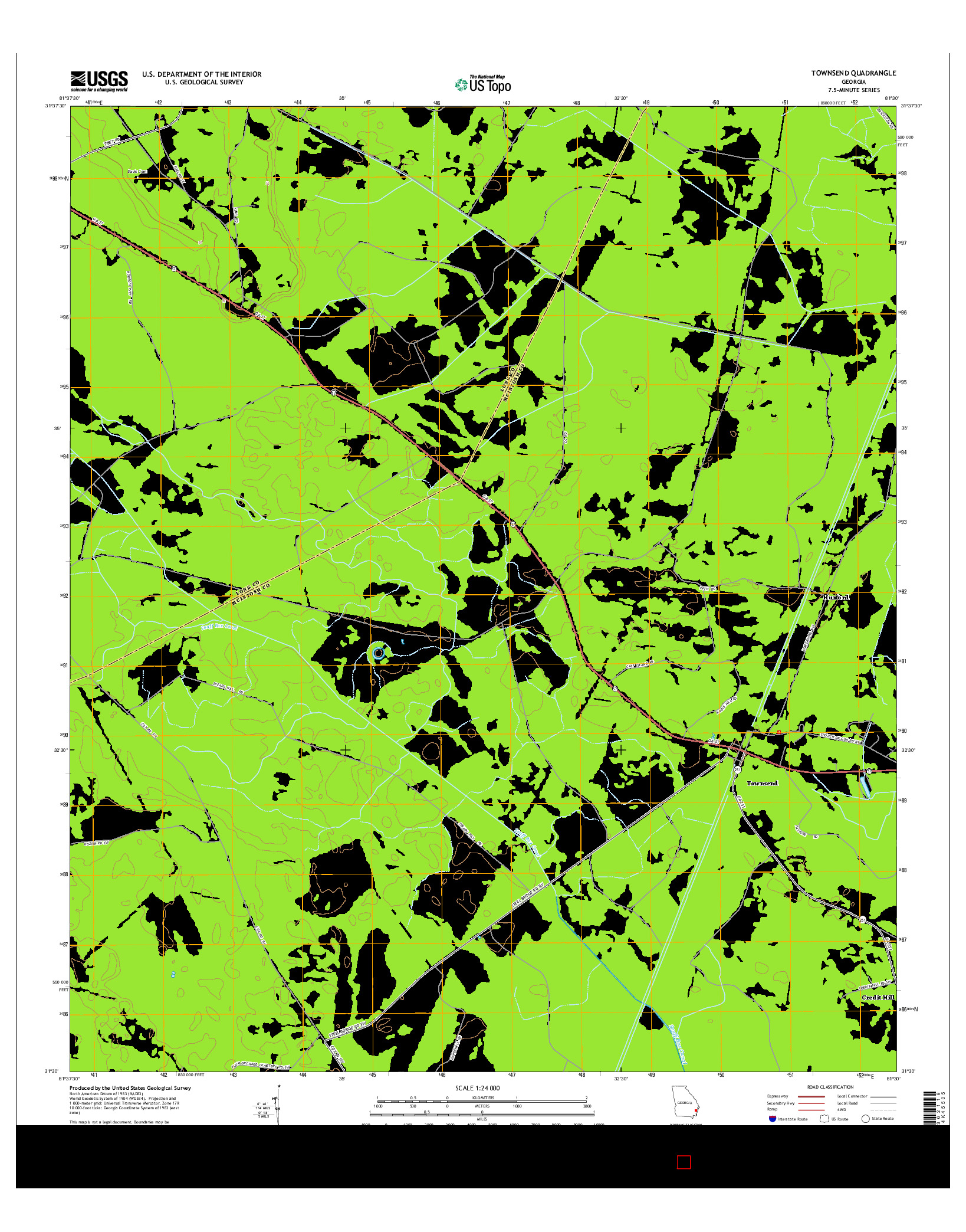 USGS US TOPO 7.5-MINUTE MAP FOR TOWNSEND, GA 2014