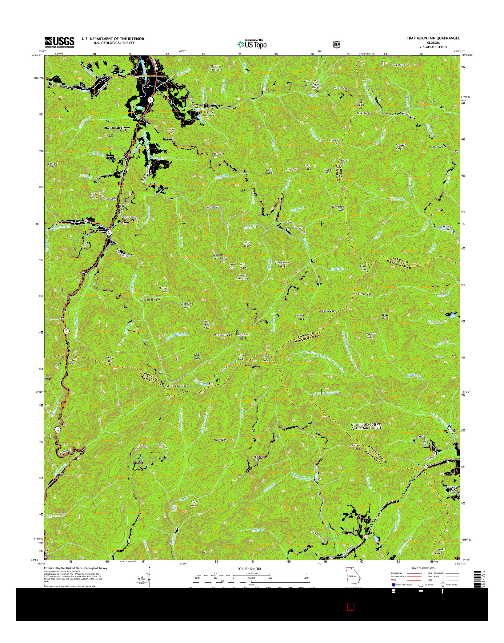 USGS US TOPO 7.5-MINUTE MAP FOR TRAY MOUNTAIN, GA 2014