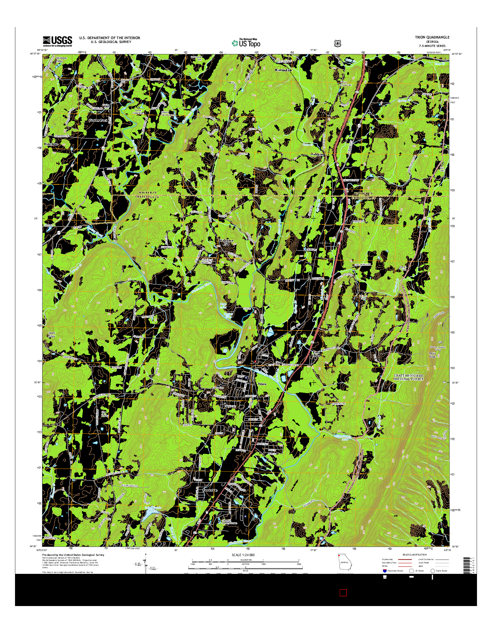 USGS US TOPO 7.5-MINUTE MAP FOR TRION, GA 2014