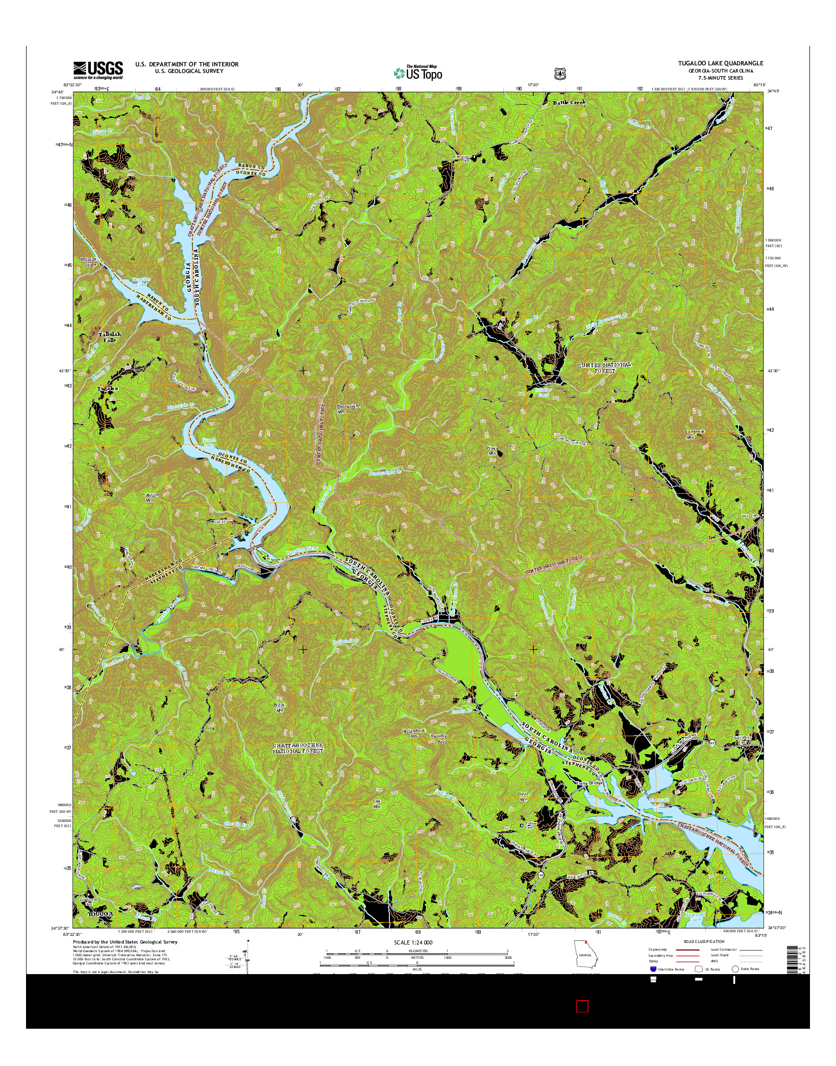 USGS US TOPO 7.5-MINUTE MAP FOR TUGALOO LAKE, GA-SC 2014