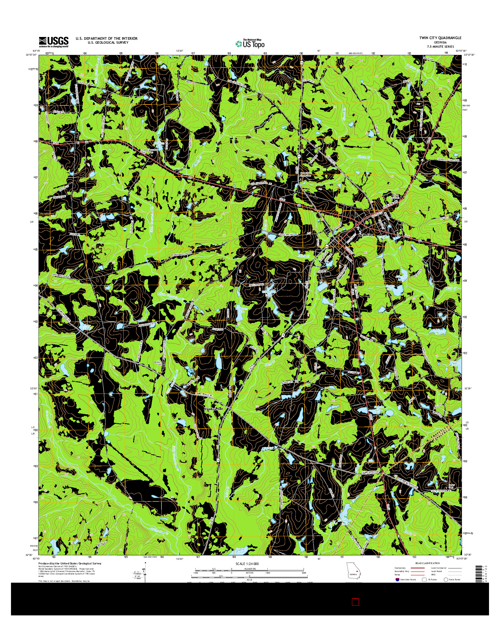 USGS US TOPO 7.5-MINUTE MAP FOR TWIN CITY, GA 2014