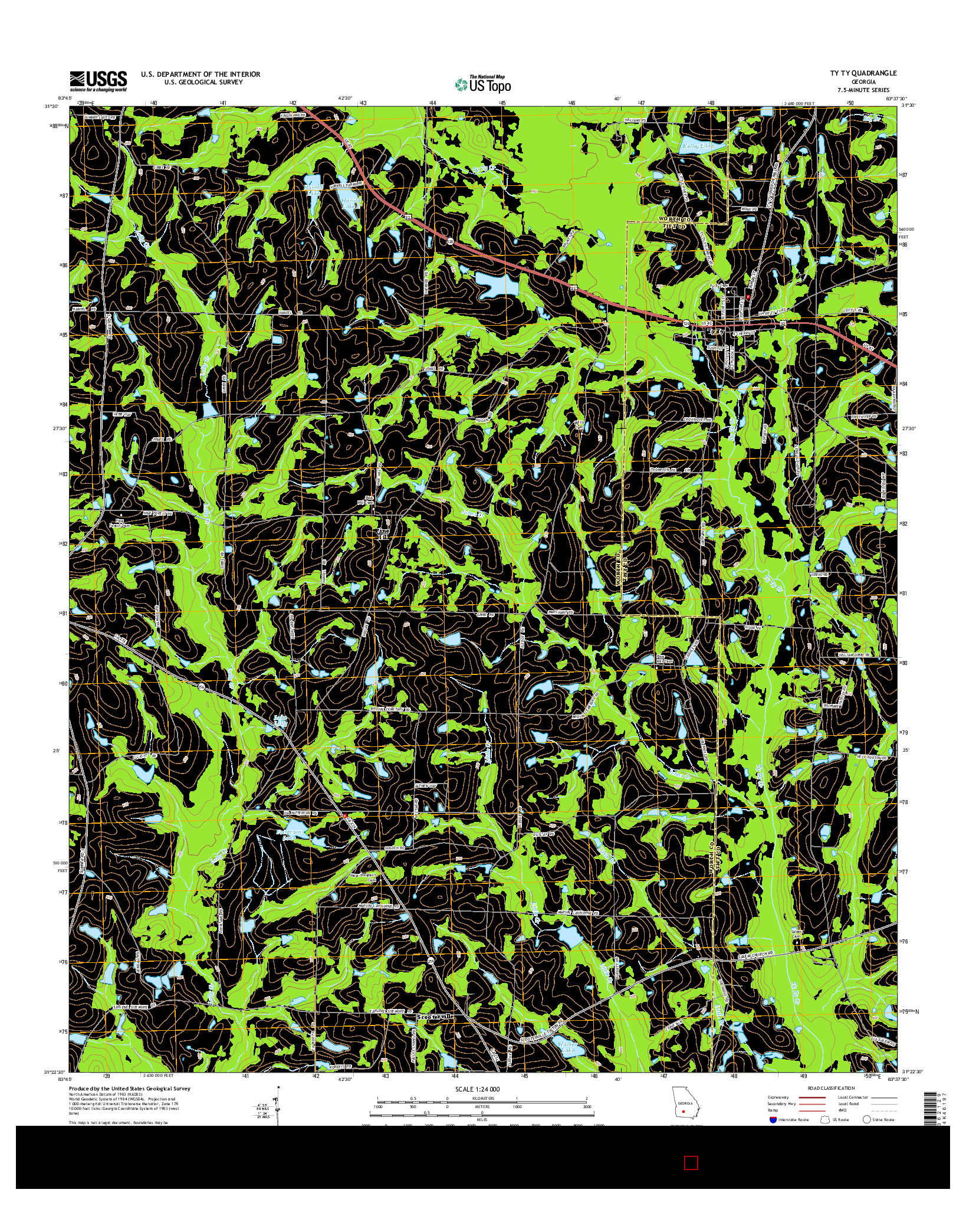 USGS US TOPO 7.5-MINUTE MAP FOR TY TY, GA 2014