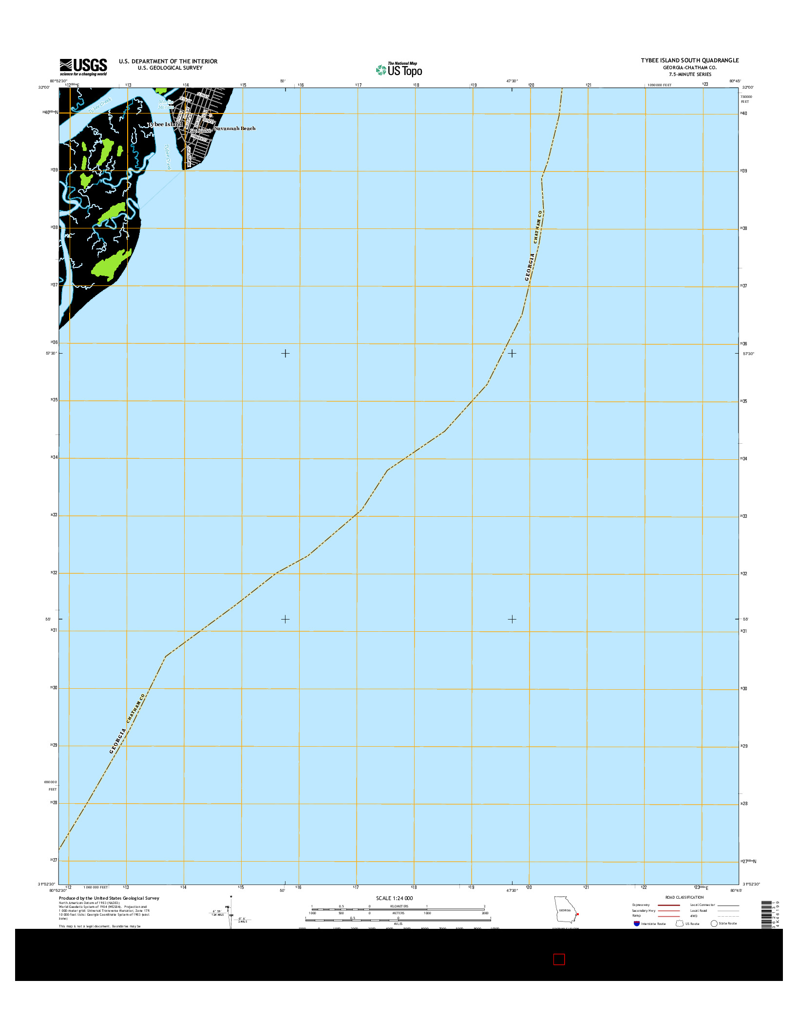USGS US TOPO 7.5-MINUTE MAP FOR TYBEE ISLAND SOUTH, GA 2014