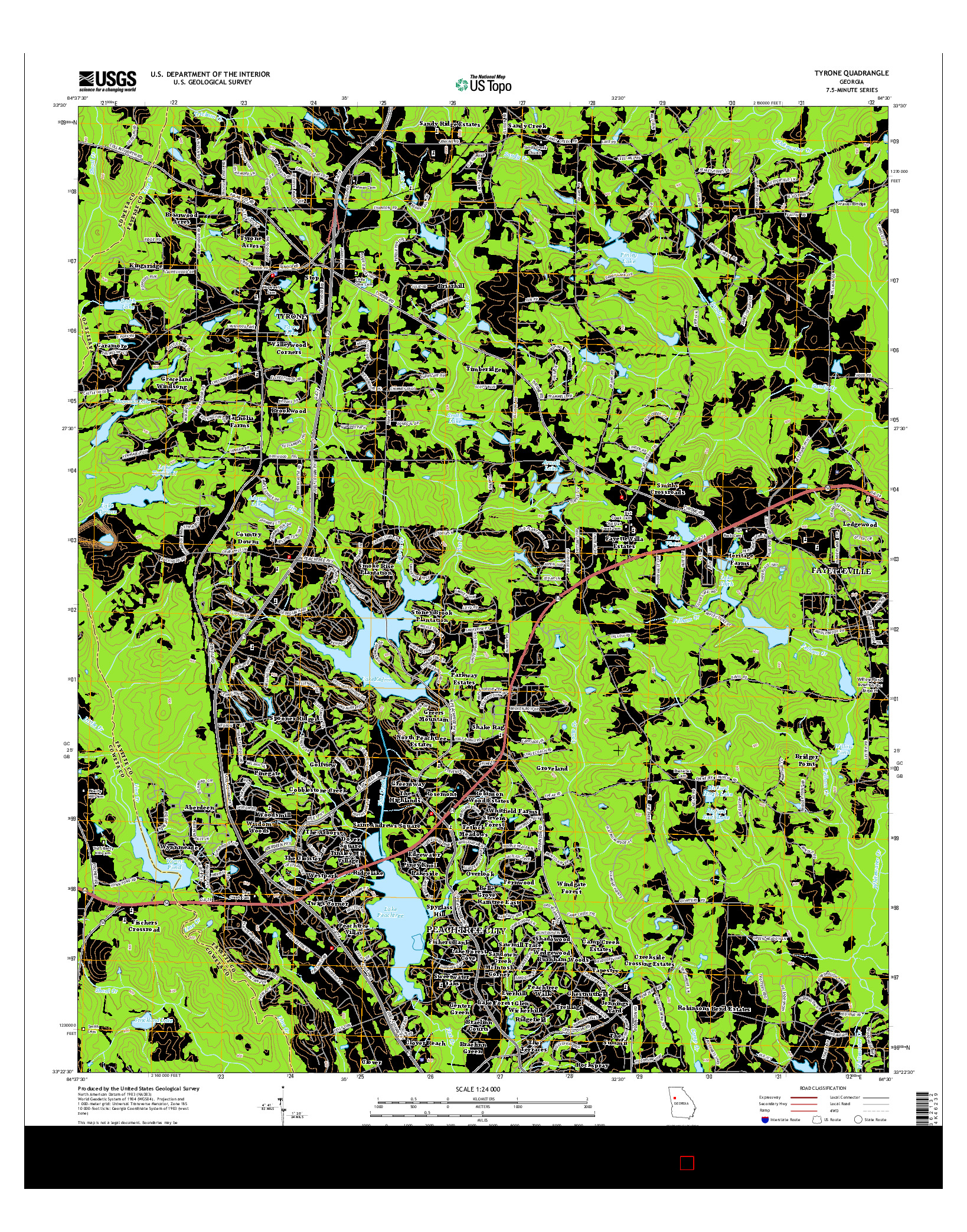 USGS US TOPO 7.5-MINUTE MAP FOR TYRONE, GA 2014