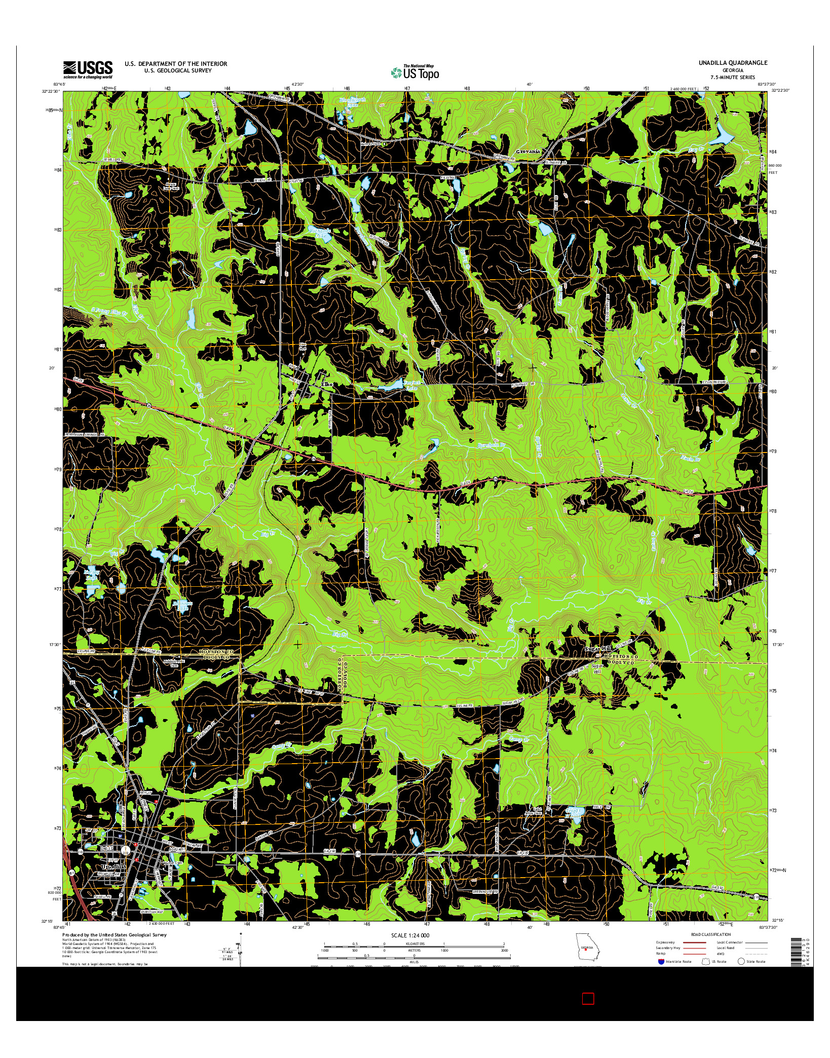 USGS US TOPO 7.5-MINUTE MAP FOR UNADILLA, GA 2014