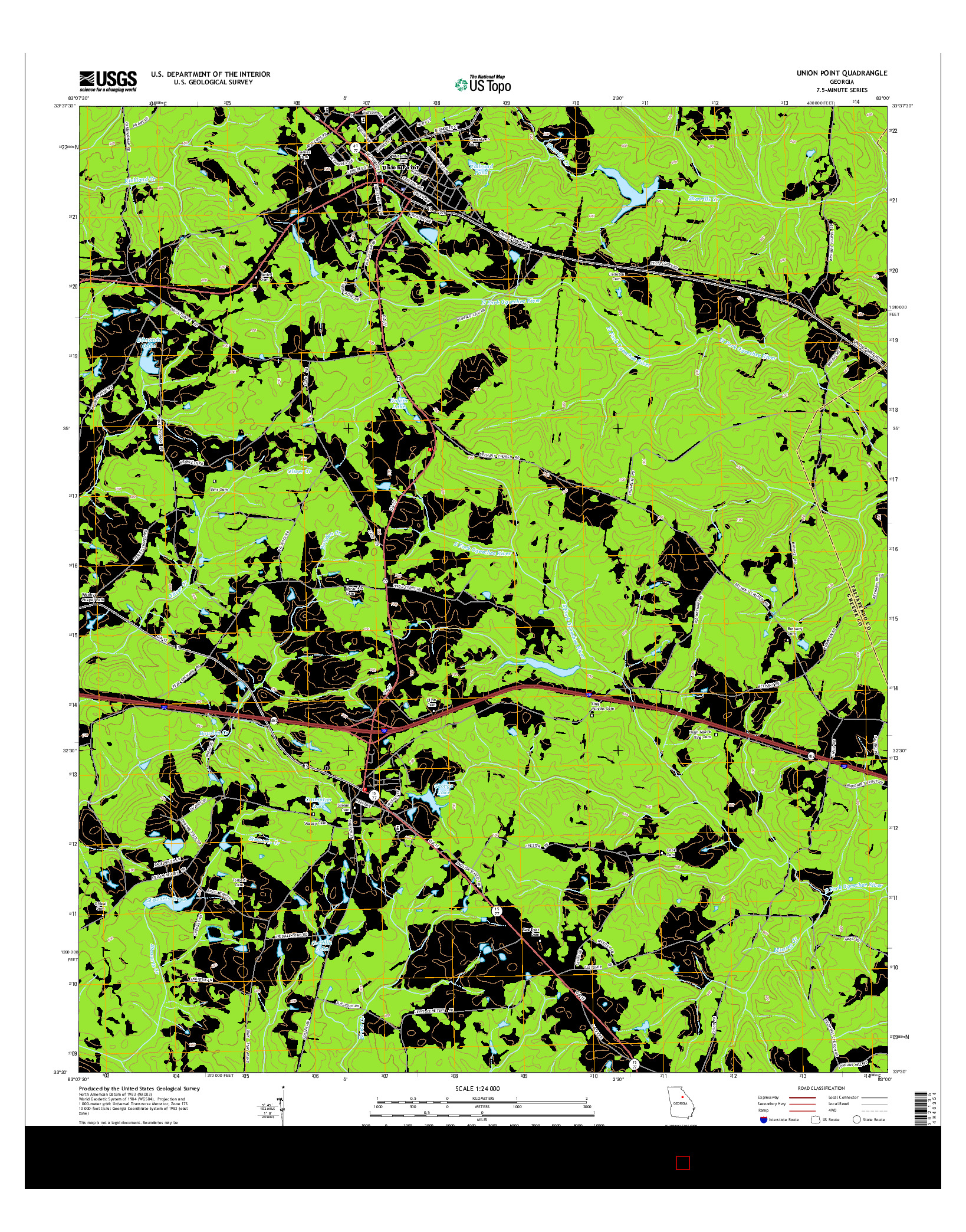 USGS US TOPO 7.5-MINUTE MAP FOR UNION POINT, GA 2014