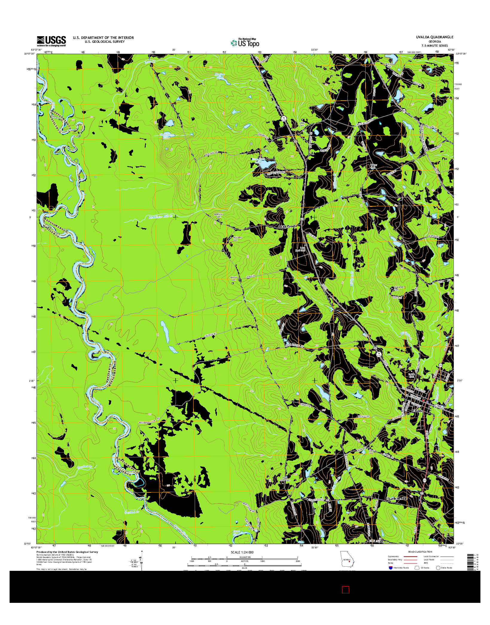 USGS US TOPO 7.5-MINUTE MAP FOR UVALDA, GA 2014