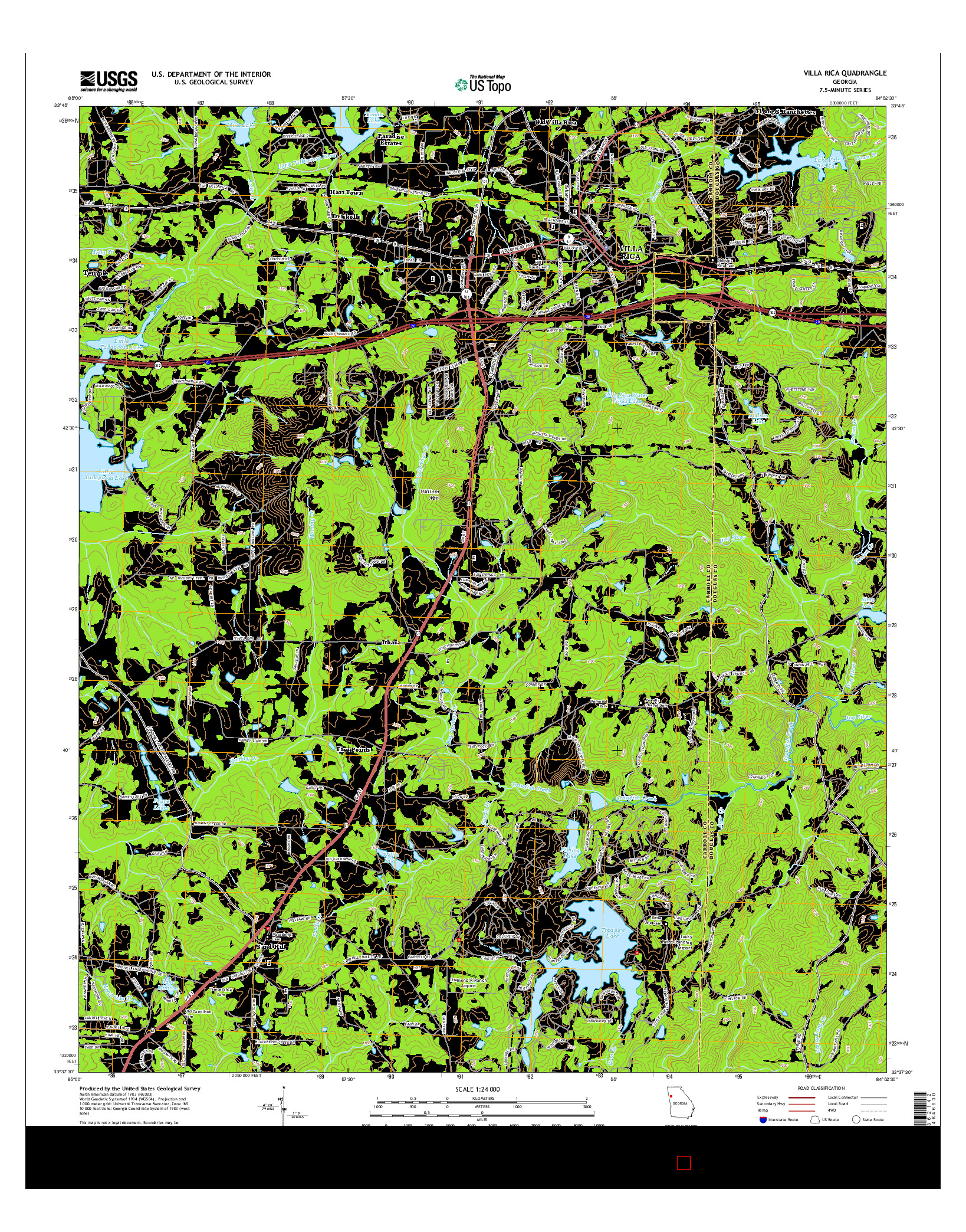 USGS US TOPO 7.5-MINUTE MAP FOR VILLA RICA, GA 2014