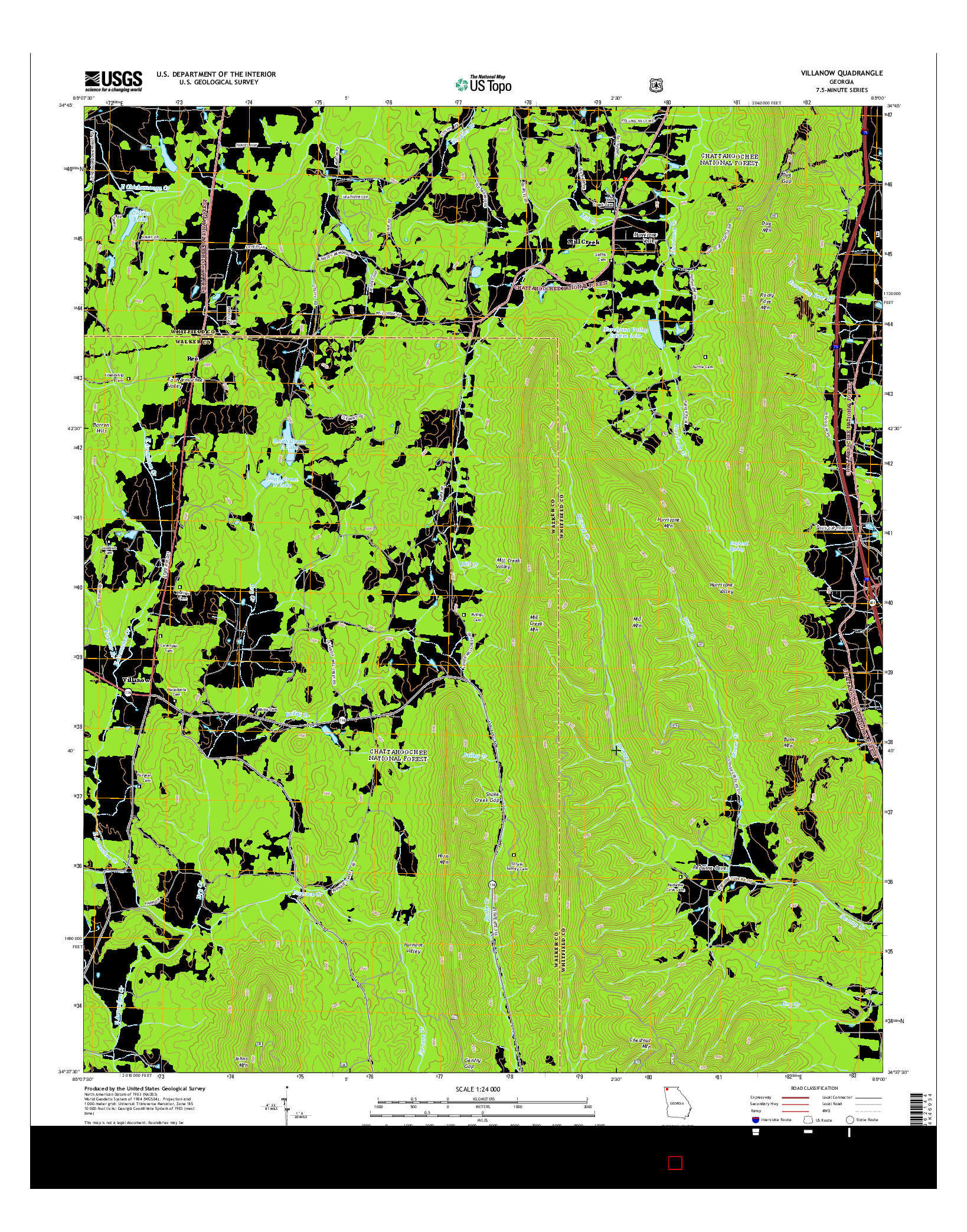 USGS US TOPO 7.5-MINUTE MAP FOR VILLANOW, GA 2014