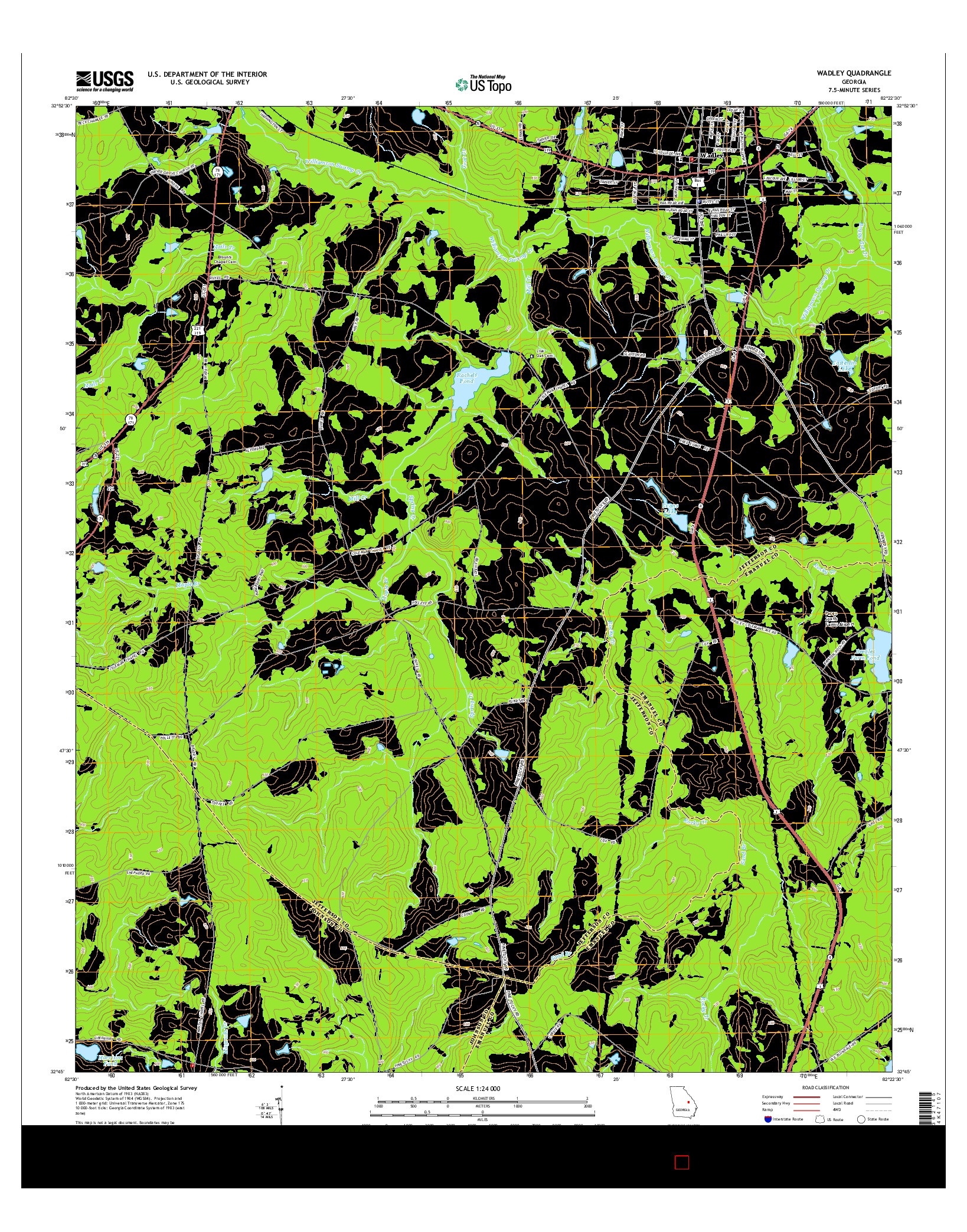 USGS US TOPO 7.5-MINUTE MAP FOR WADLEY, GA 2014