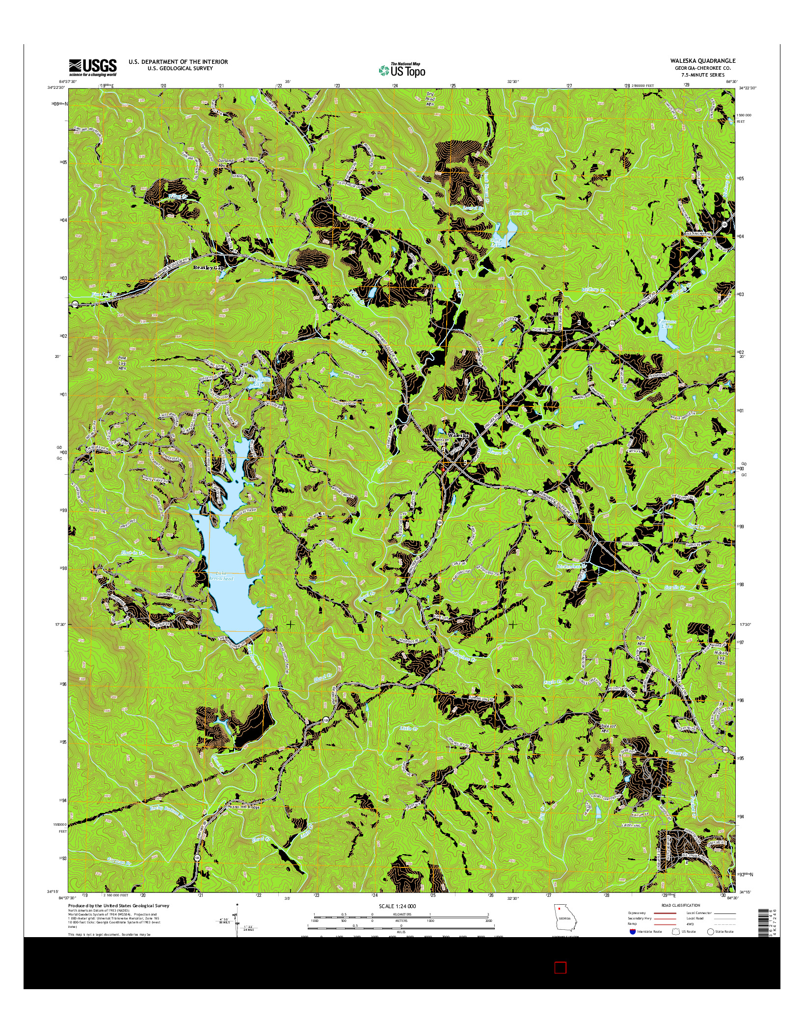 USGS US TOPO 7.5-MINUTE MAP FOR WALESKA, GA 2014