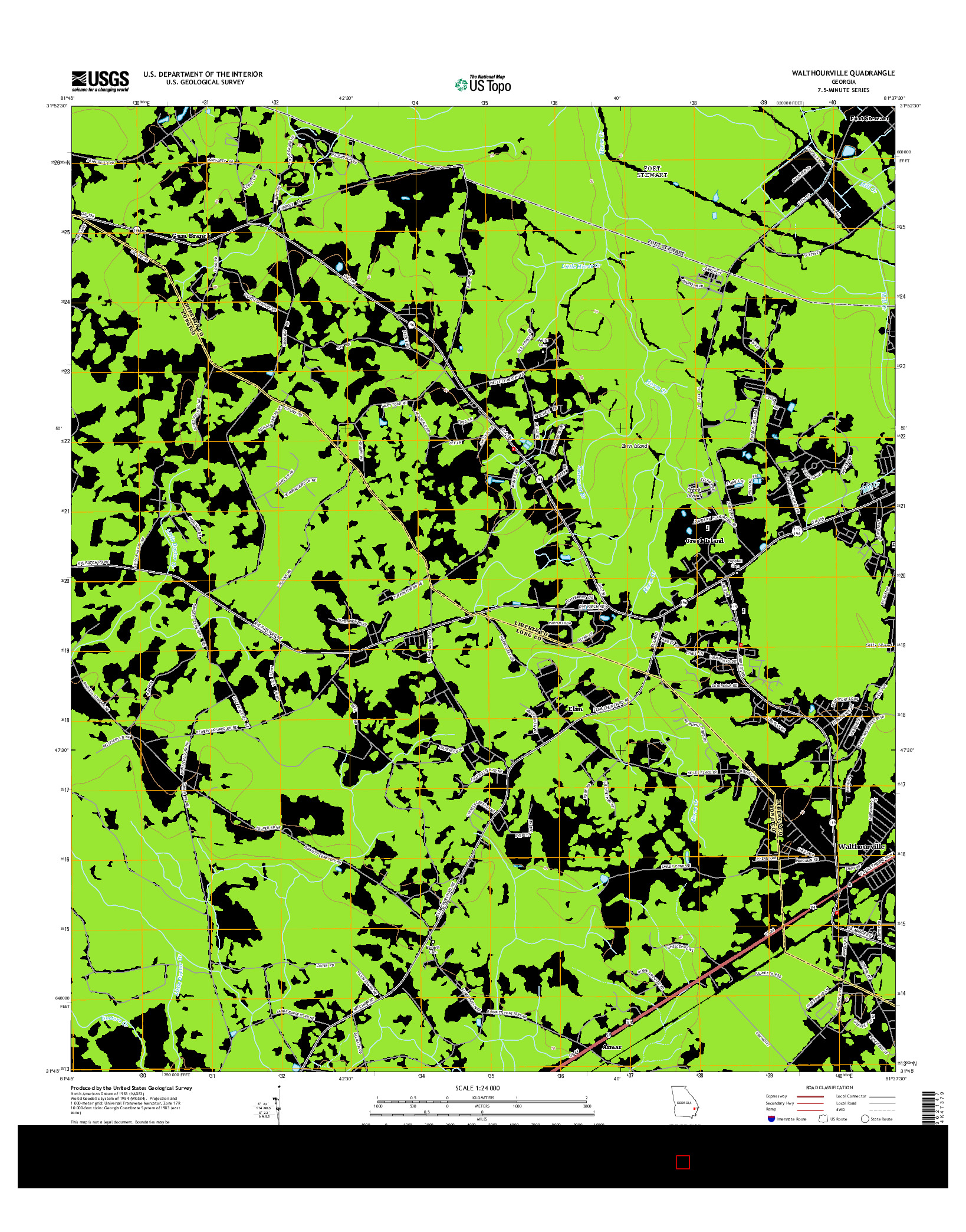 USGS US TOPO 7.5-MINUTE MAP FOR WALTHOURVILLE, GA 2014