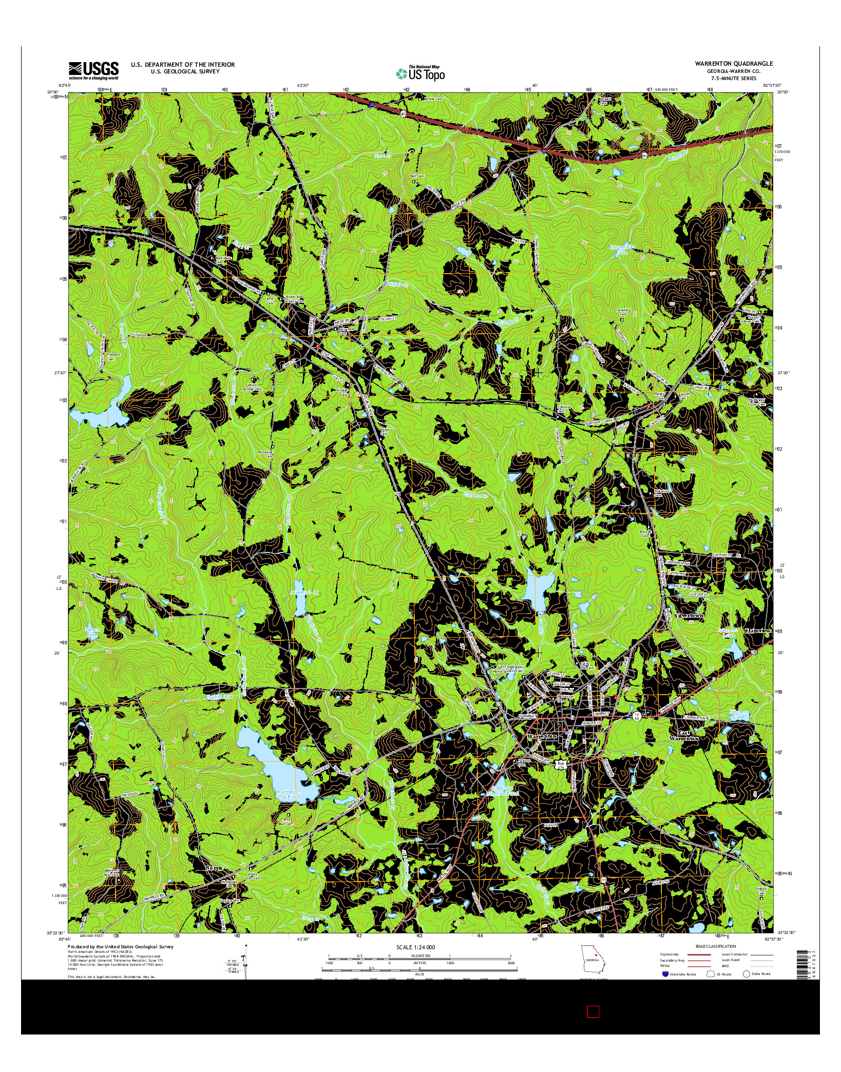 USGS US TOPO 7.5-MINUTE MAP FOR WARRENTON, GA 2014