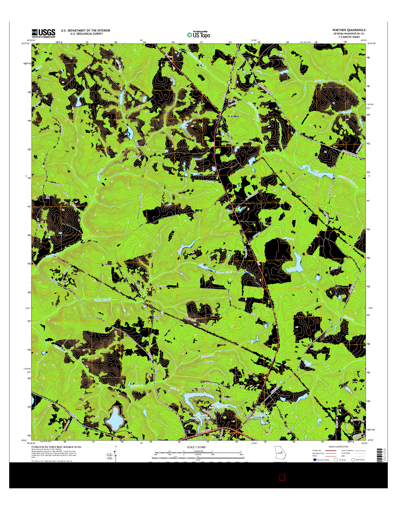 USGS US TOPO 7.5-MINUTE MAP FOR WARTHEN, GA 2014