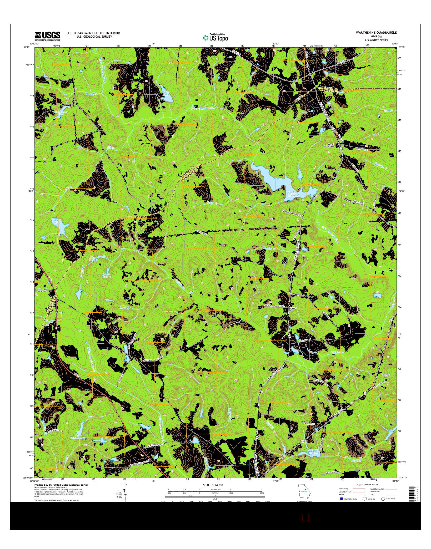 USGS US TOPO 7.5-MINUTE MAP FOR WARTHEN NE, GA 2014