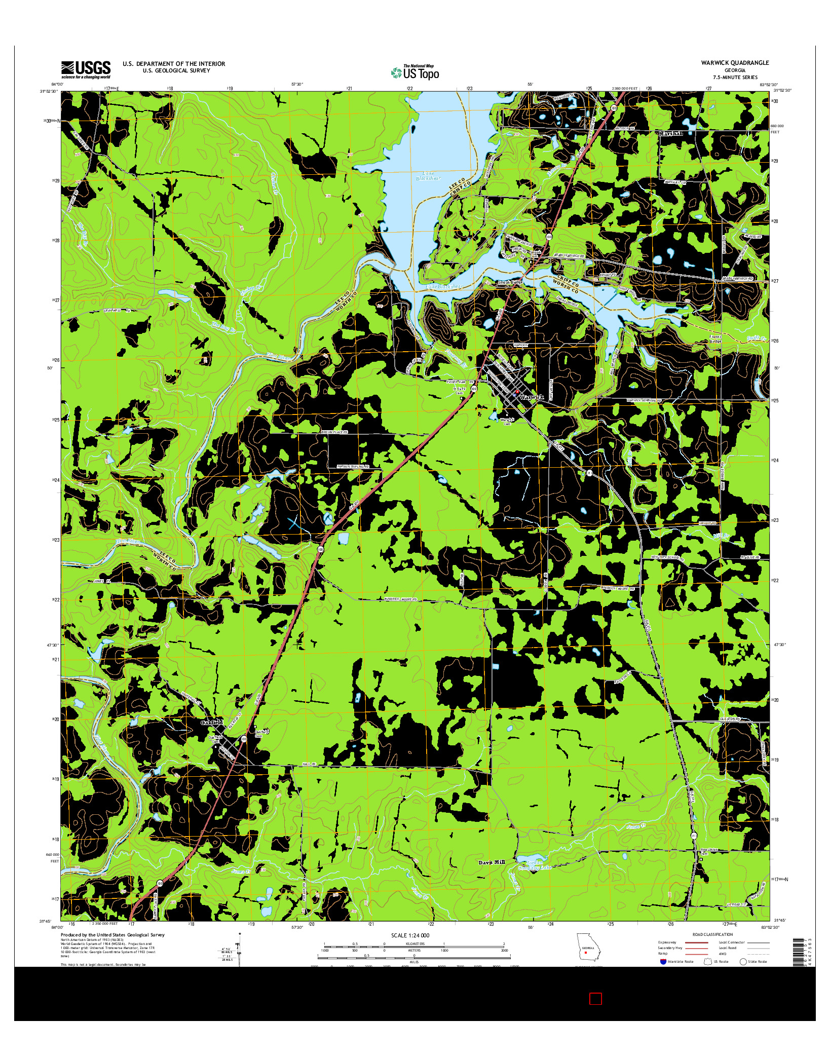 USGS US TOPO 7.5-MINUTE MAP FOR WARWICK, GA 2014