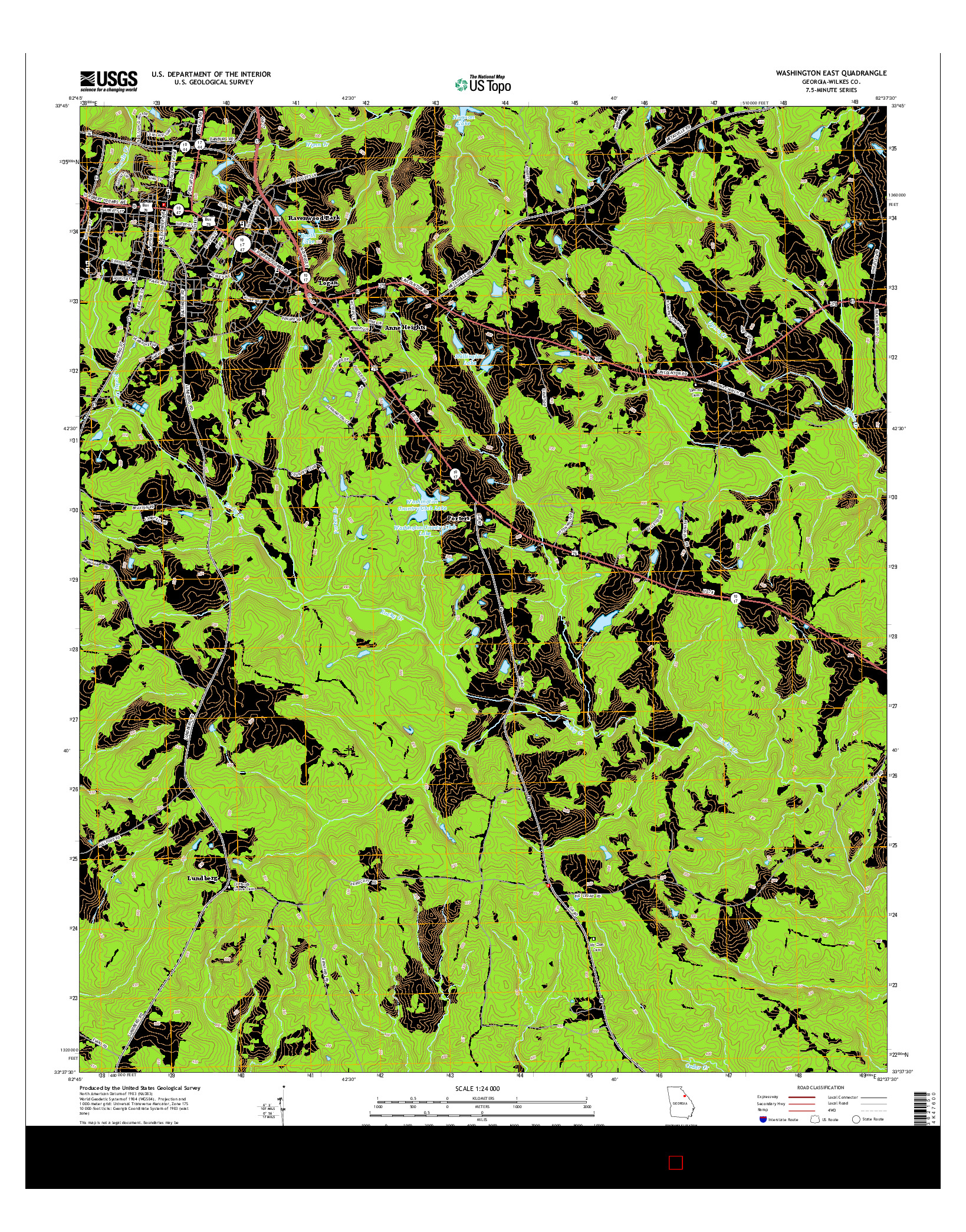 USGS US TOPO 7.5-MINUTE MAP FOR WASHINGTON EAST, GA 2014