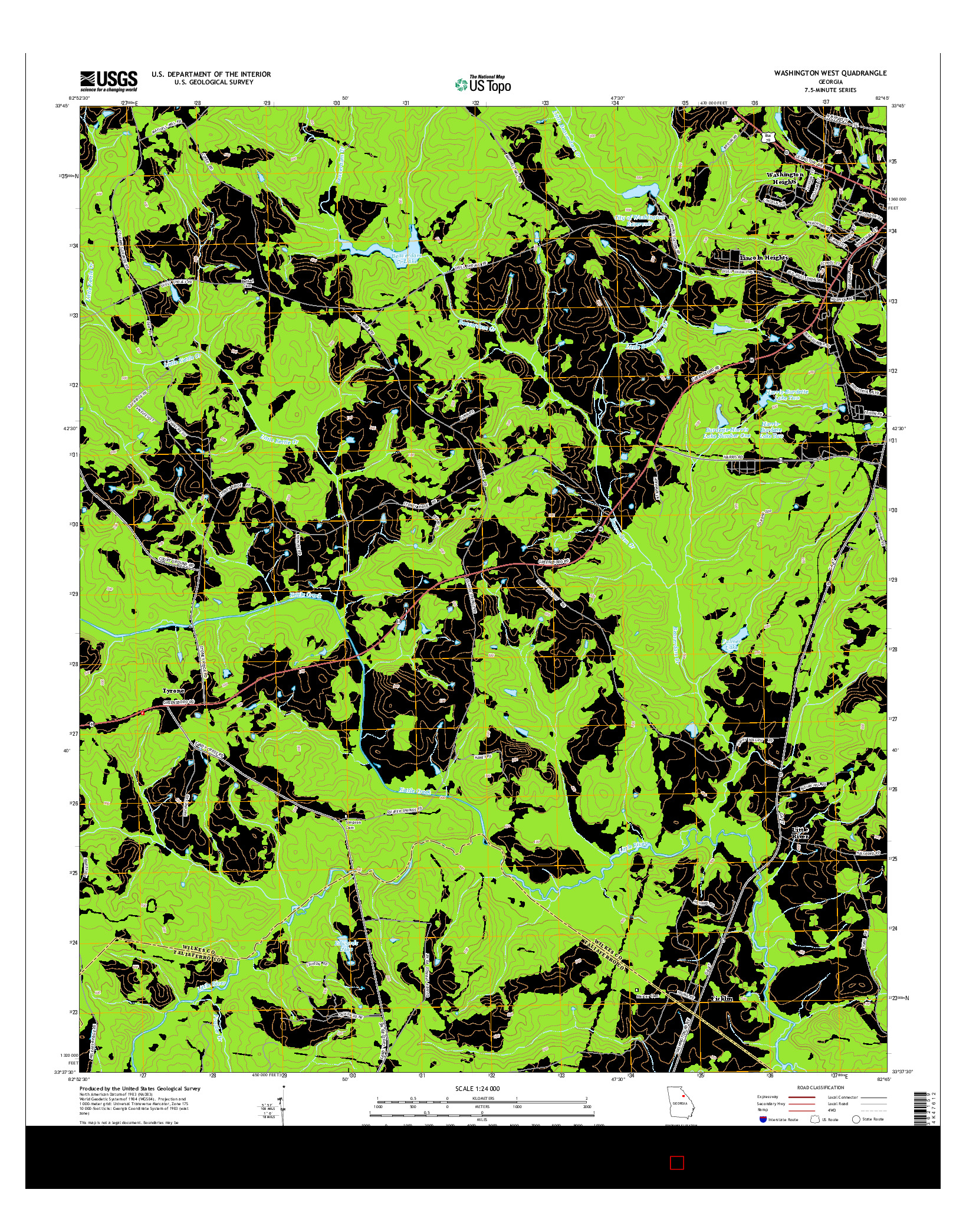 USGS US TOPO 7.5-MINUTE MAP FOR WASHINGTON WEST, GA 2014